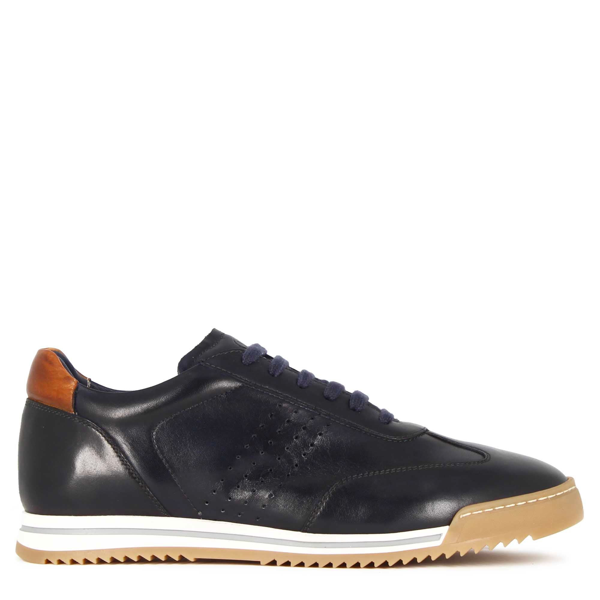 Sneaker casual pour hommes en cuir bleu