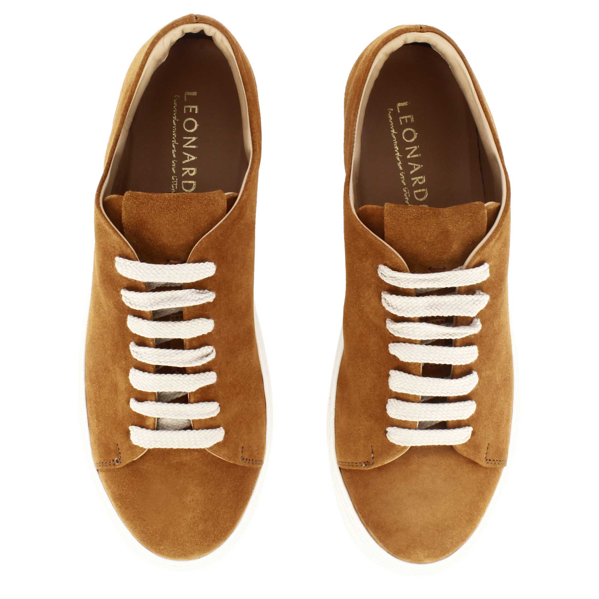 Classic men's sneaker in light brown suede