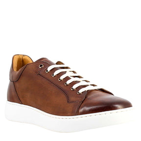 Elegant men's brown sneaker in smooth leather