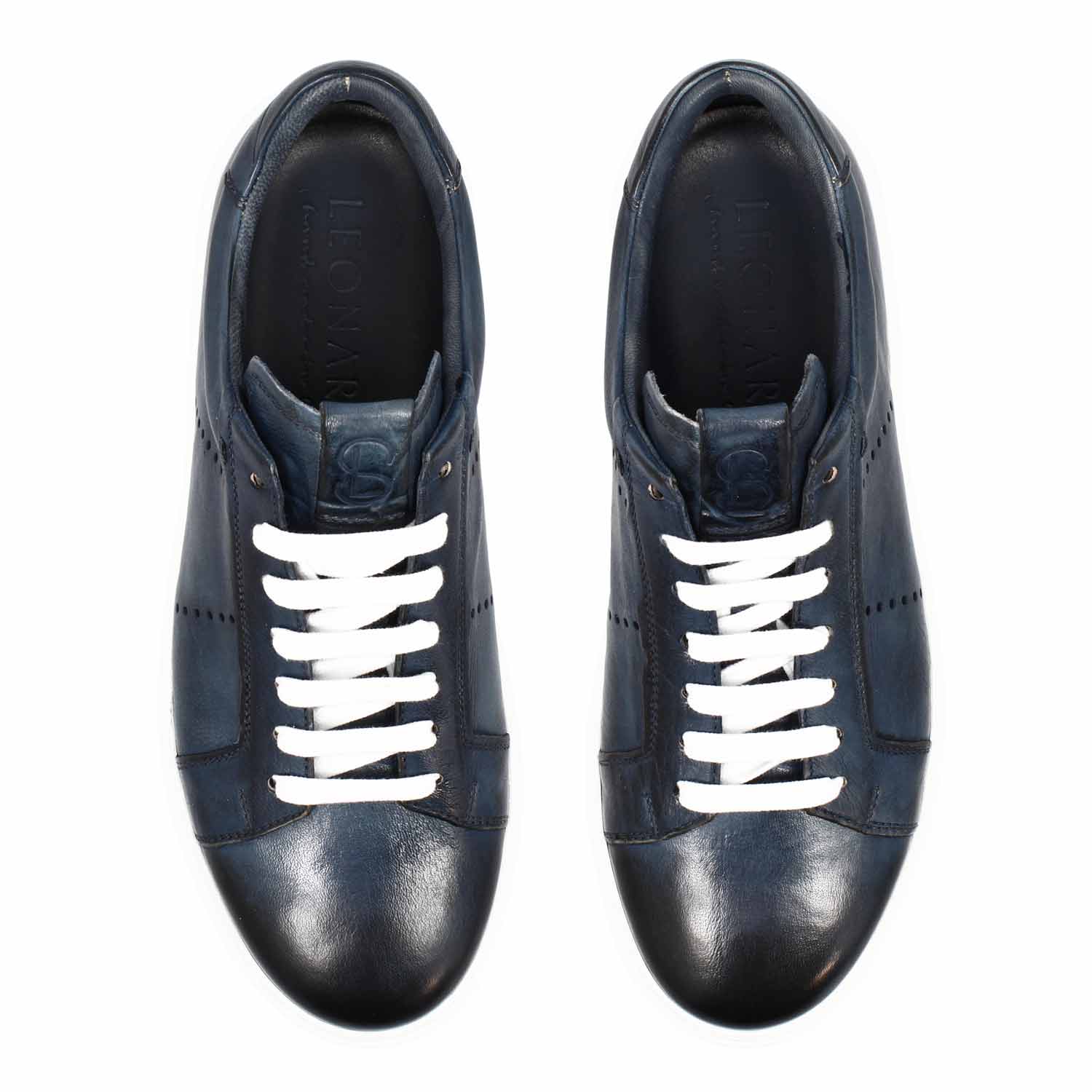 Men's Florentino blue leather sneakers