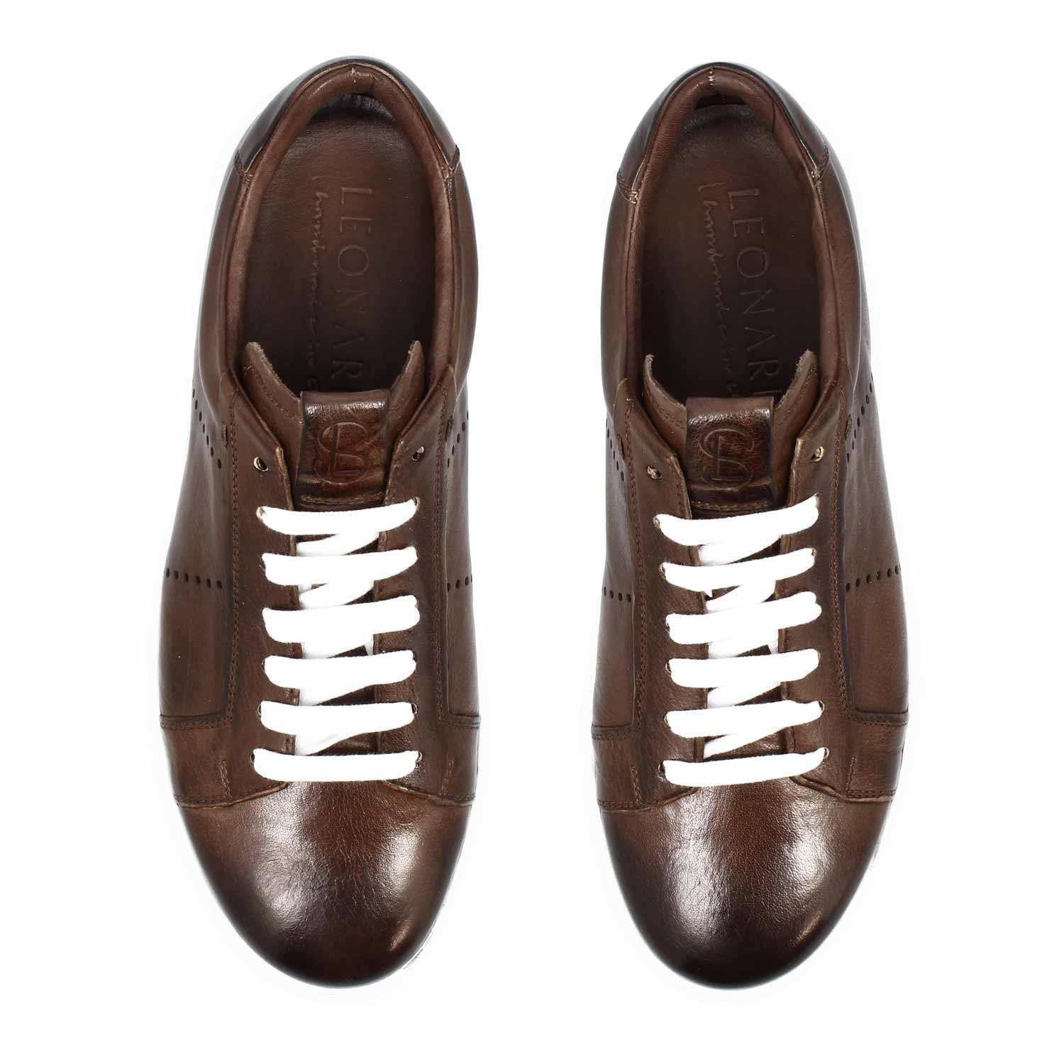 Sneaker Florentino da uomo in pelle marrone scuro