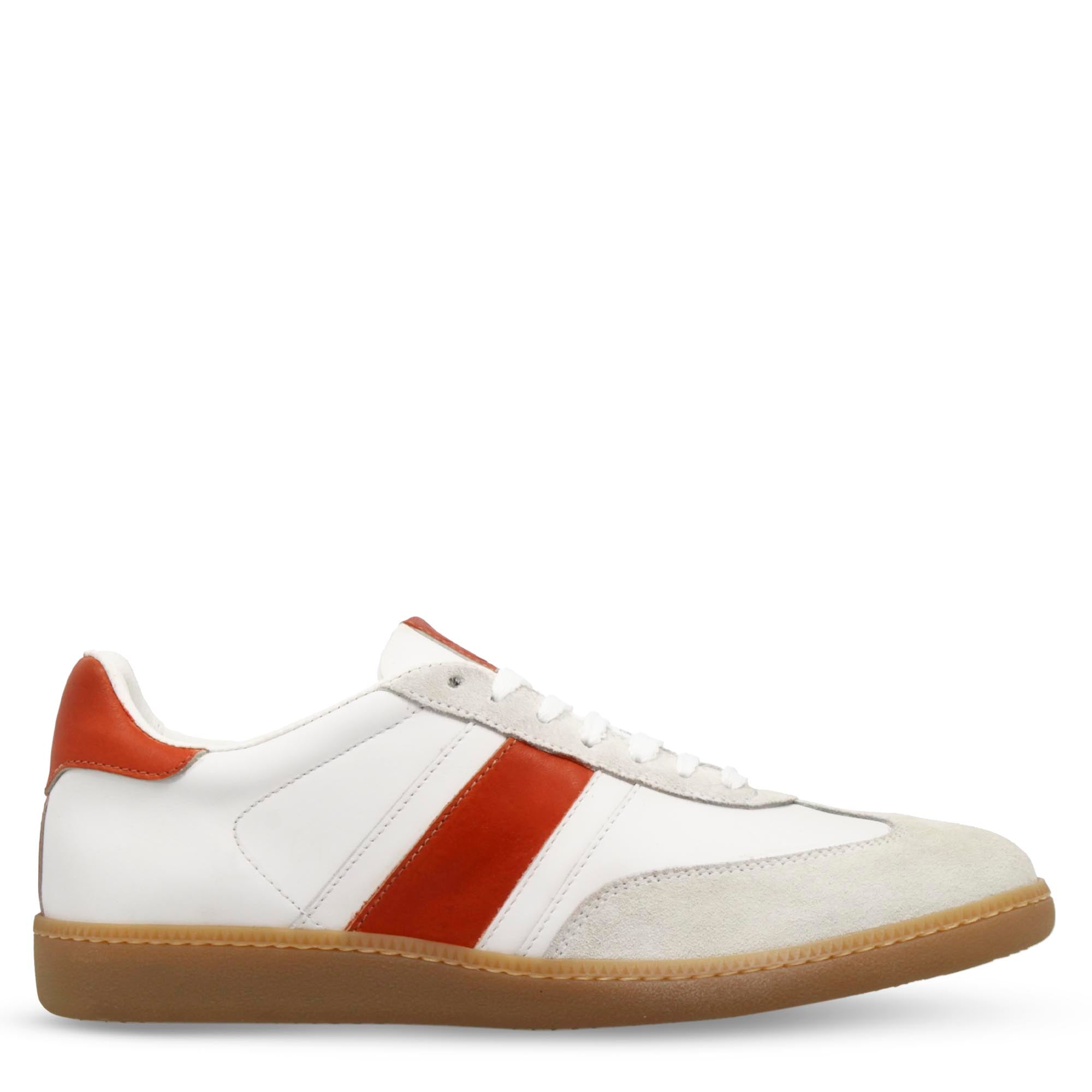 Baskets homme faites main en cuir blanc et marron