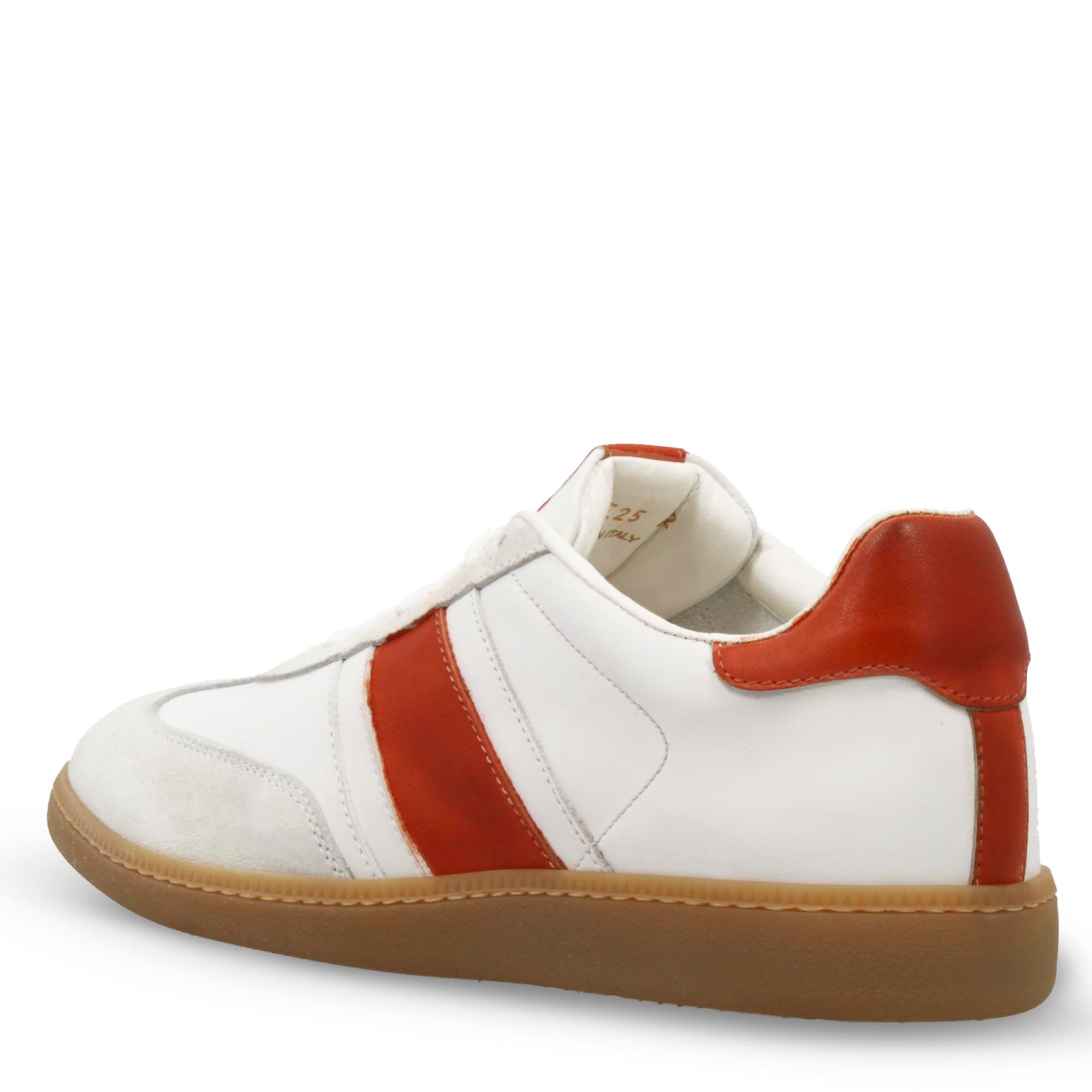 Baskets homme faites main en cuir blanc et marron