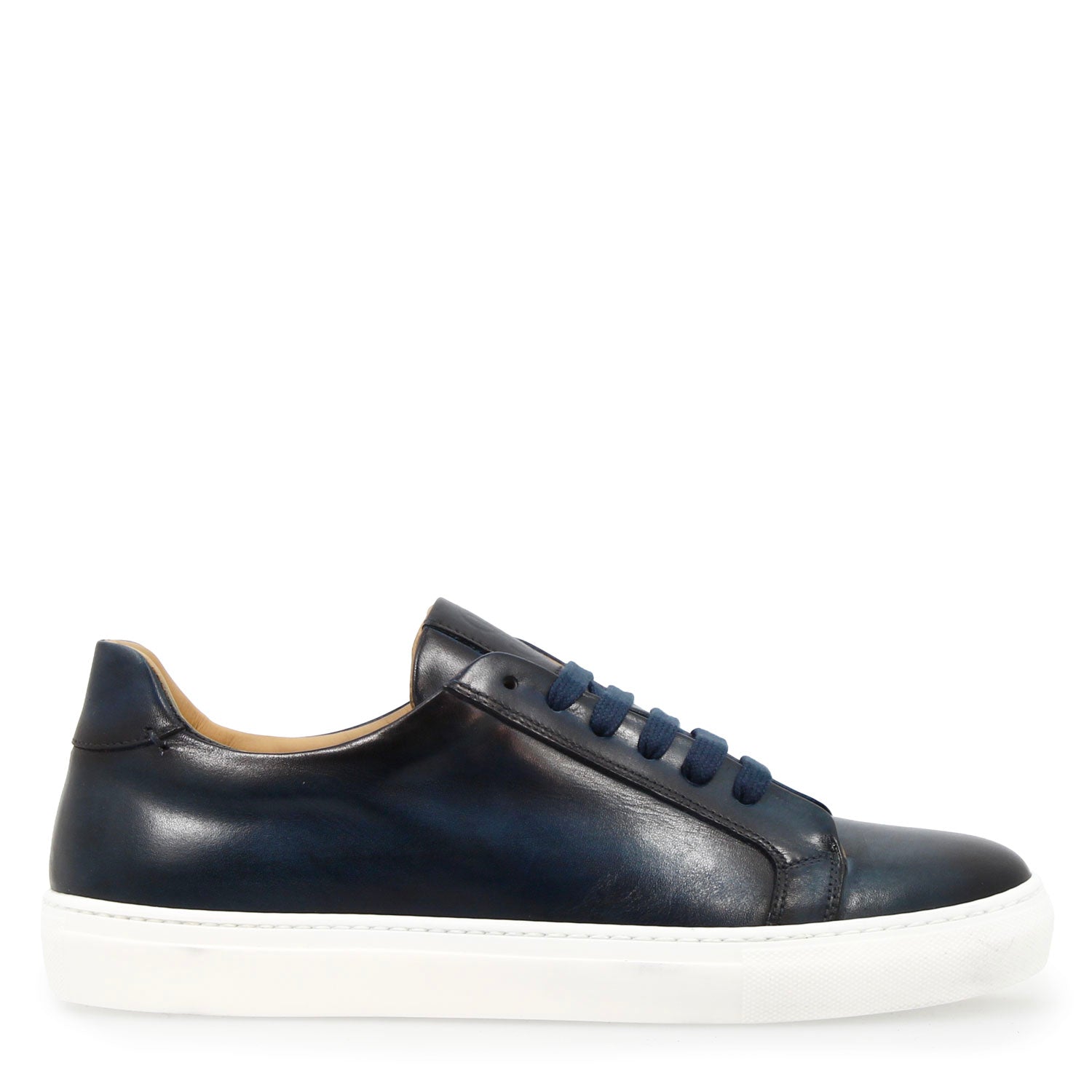 Basket homme artisanale Oreste en cuir bleu