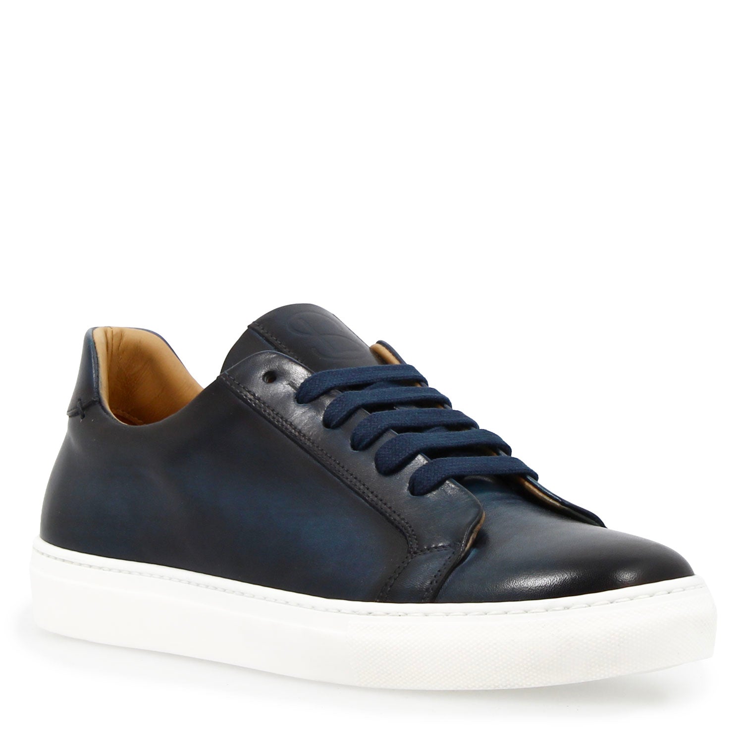 Basket homme artisanale Oreste en cuir bleu