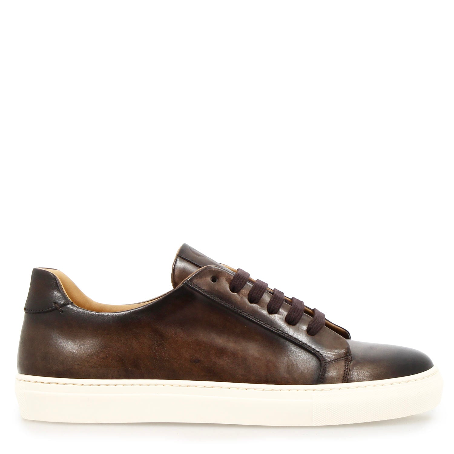 Sneaker artisanale pour homme Oreste en cuir marron foncé