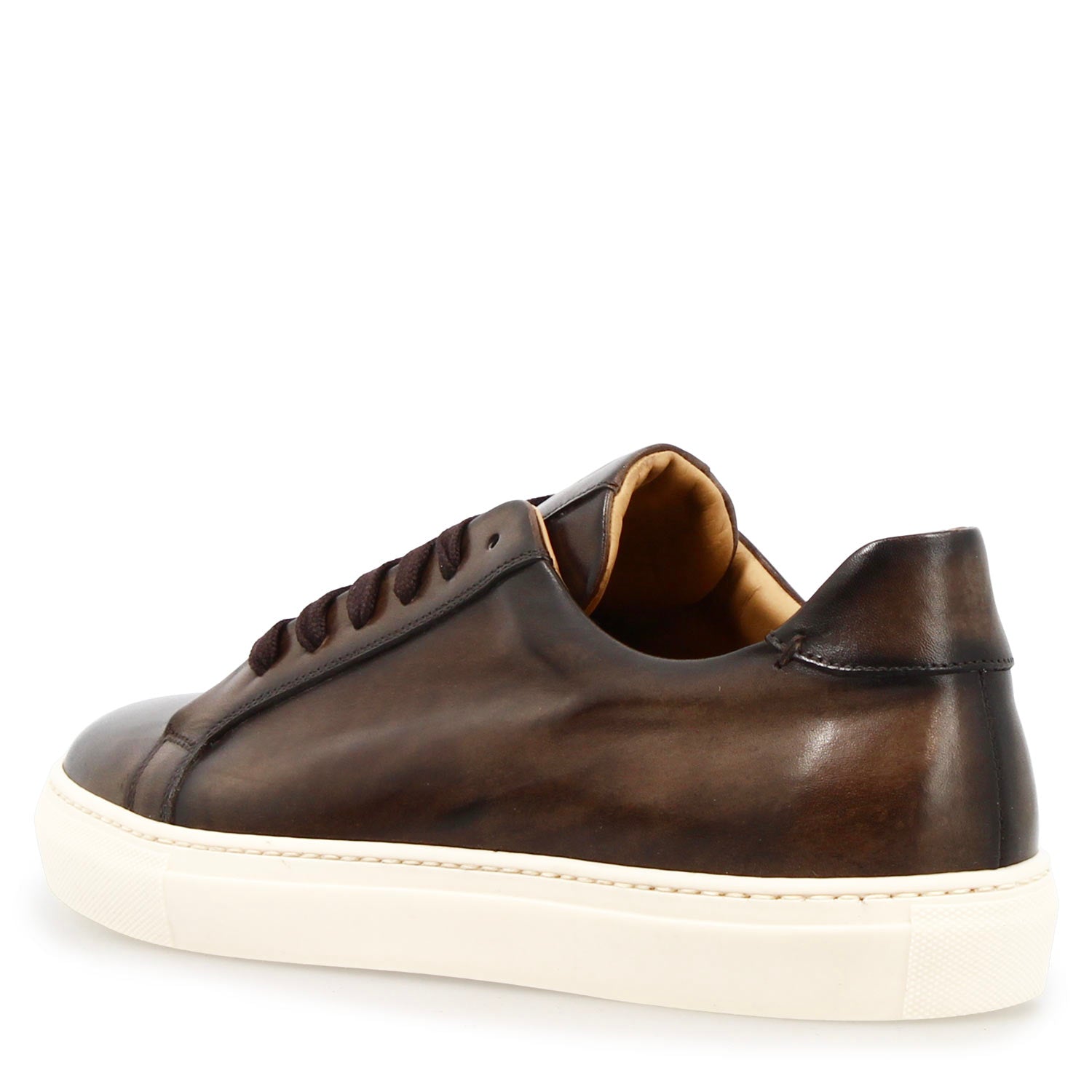 Sneaker artisanale pour homme Oreste en cuir marron foncé