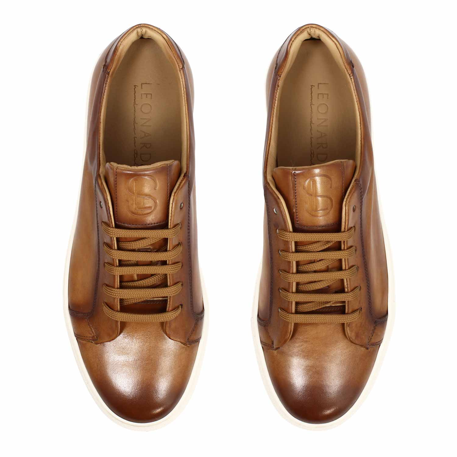 Sneaker artigianale Oreste da uomo in pelle marrone - LeonardoShoes