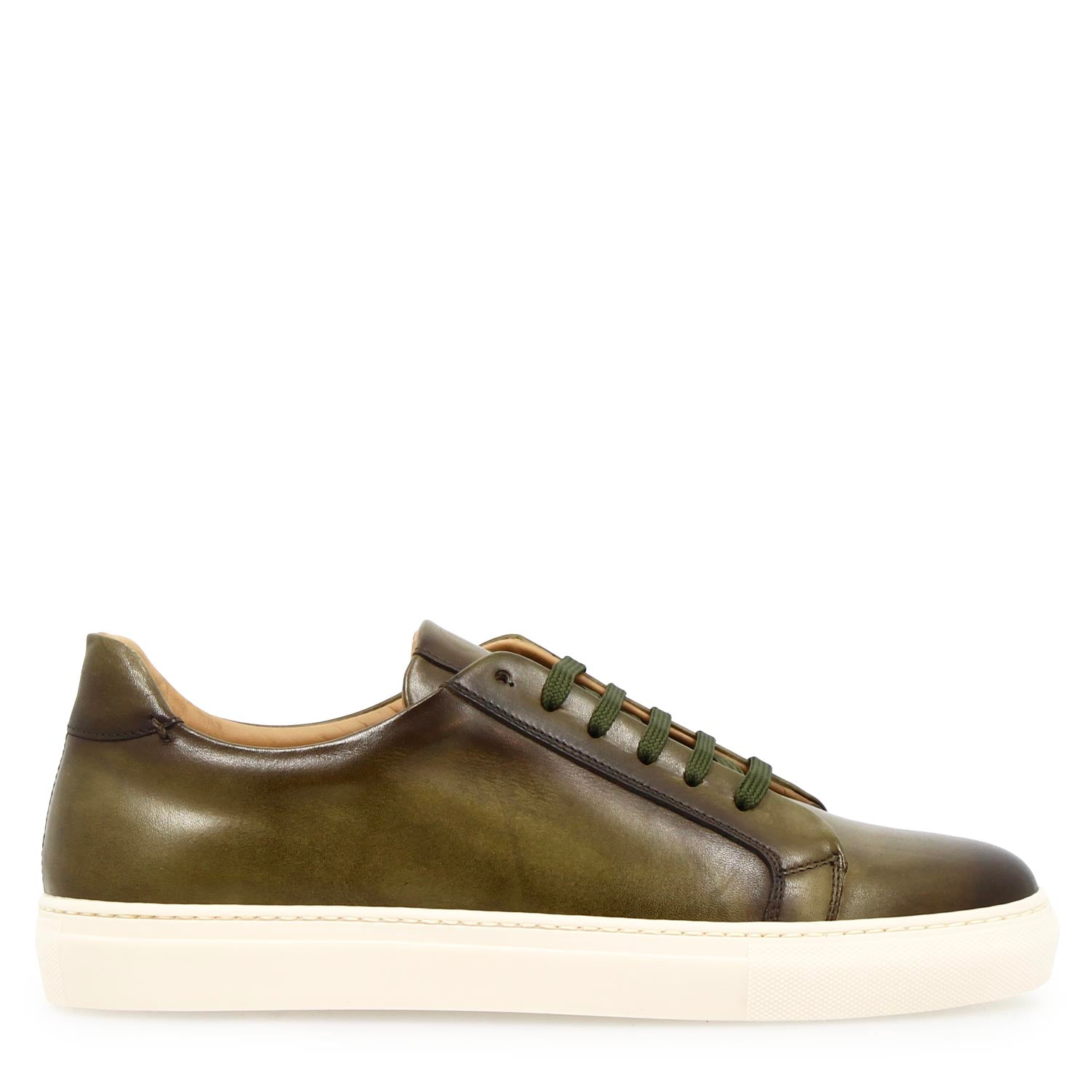 Basket homme artisanale Oreste en cuir vert