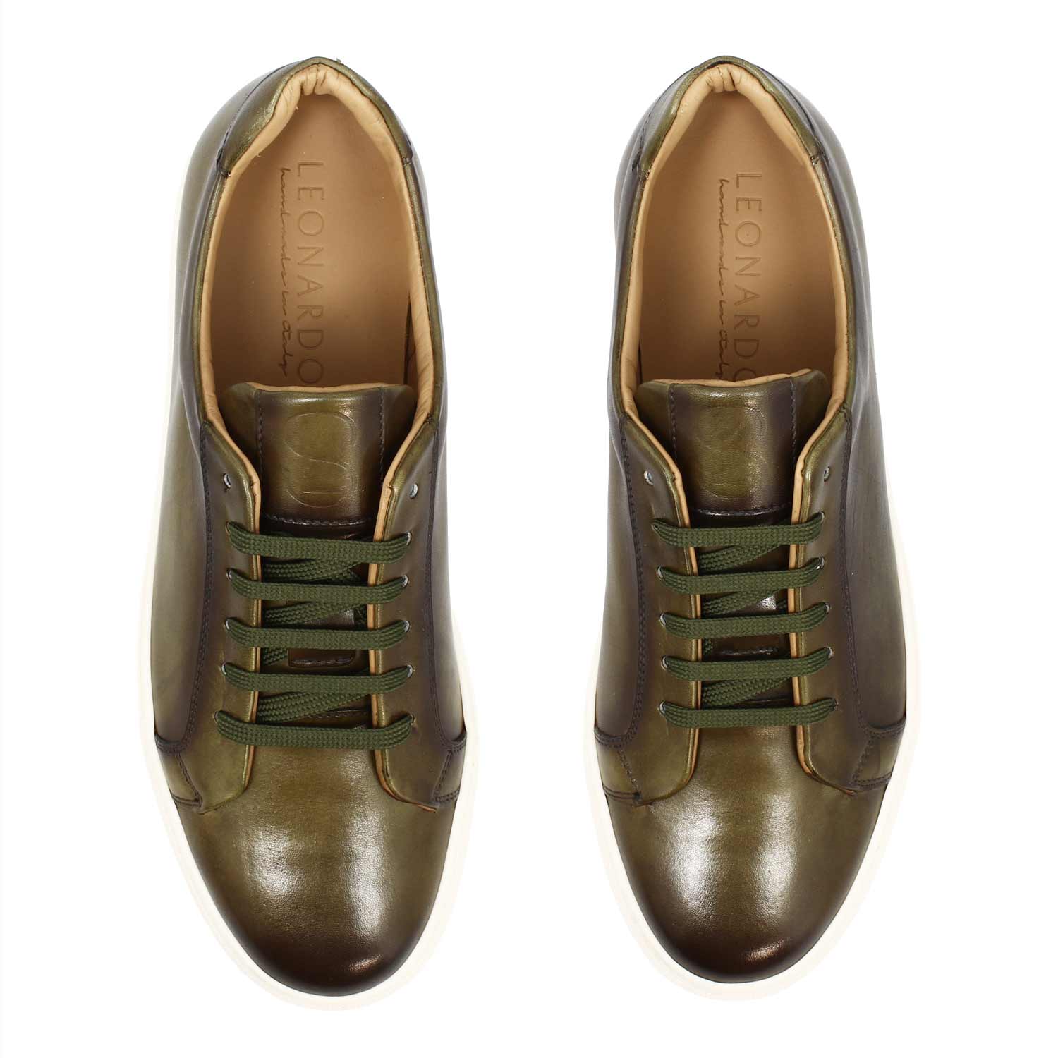 Basket homme artisanale Oreste en cuir vert