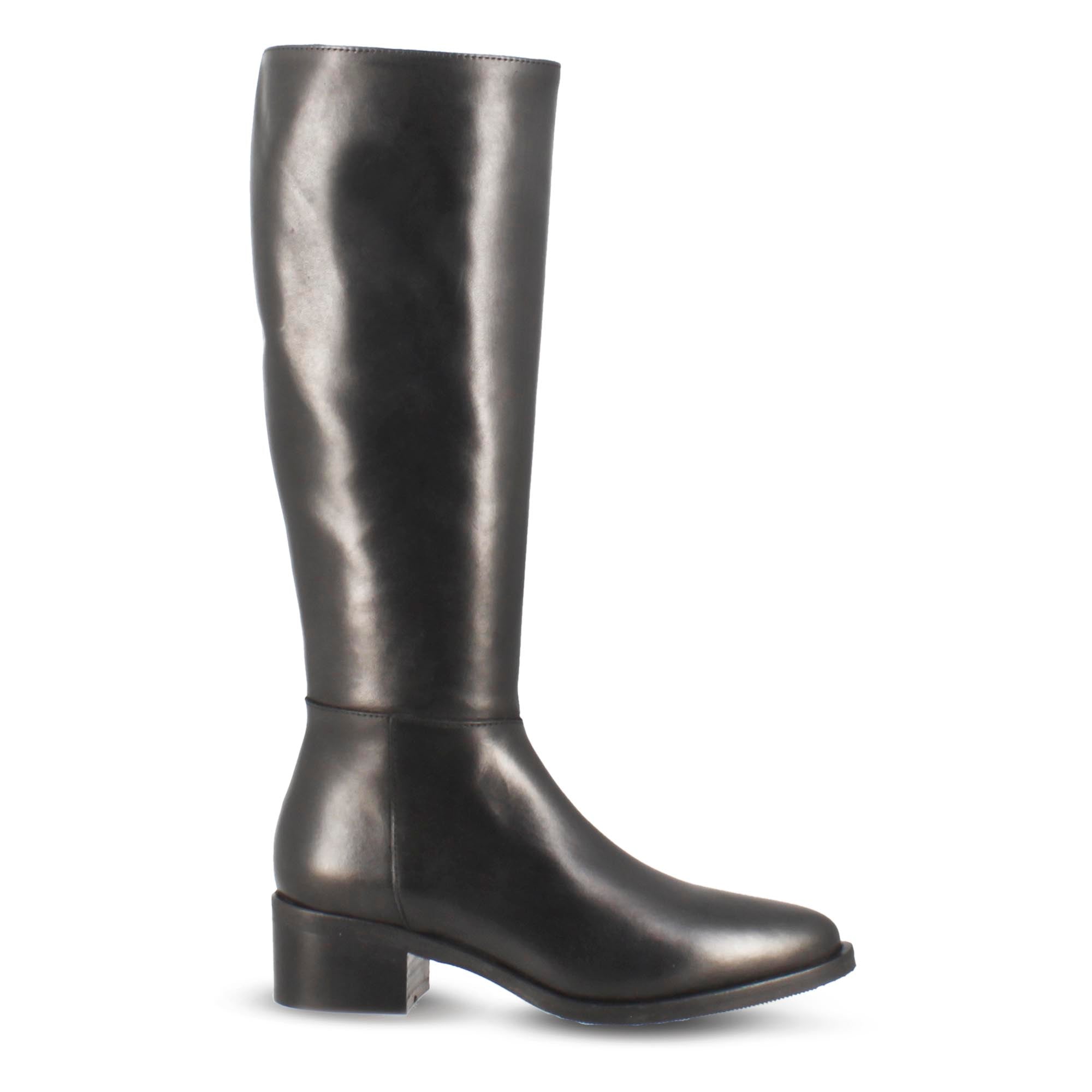 Botte haute pour femme fabriquée artisanalement en cuir noir