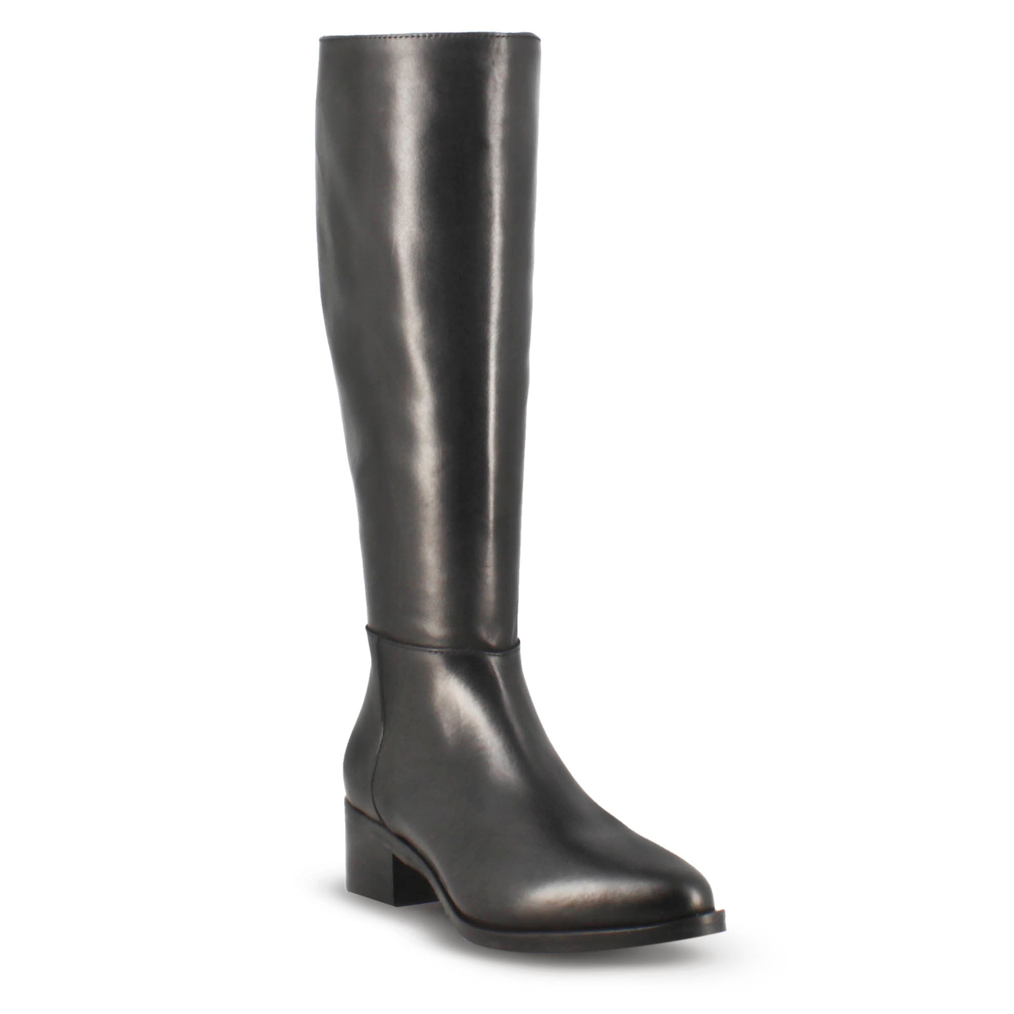 Botte haute pour femme fabriquée artisanalement en cuir noir