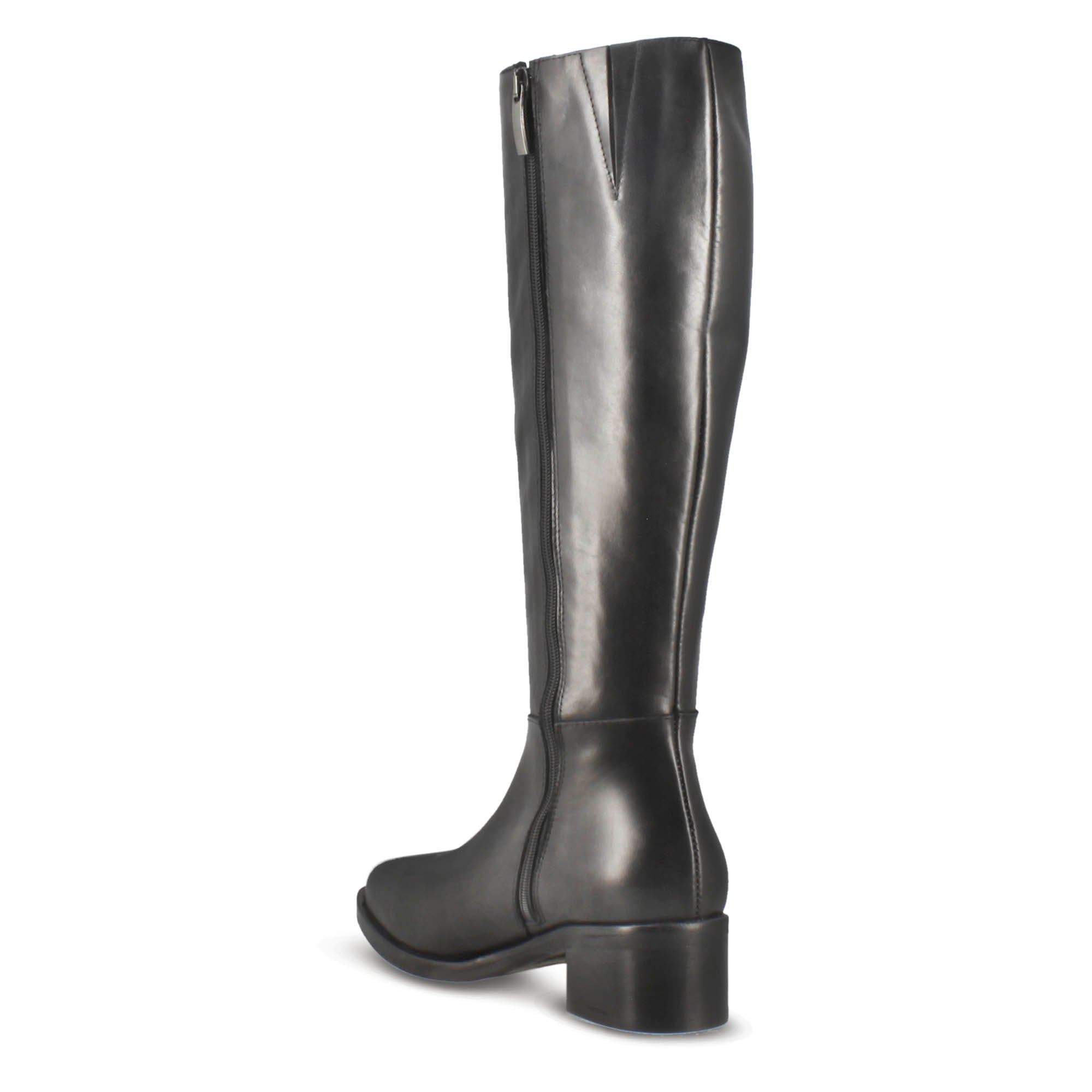 Botte haute pour femme fabriquée artisanalement en cuir noir