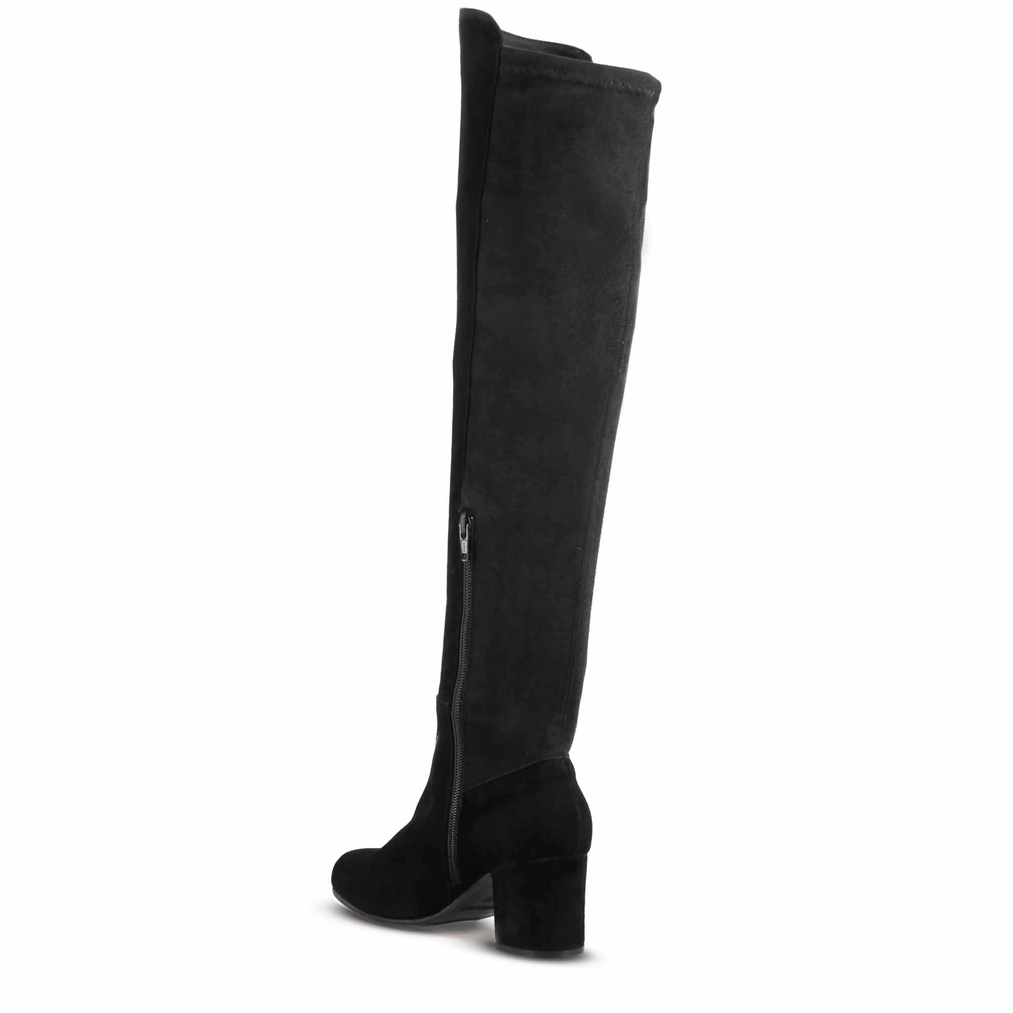 Botte haute pour femme en daim noir avec tige souple