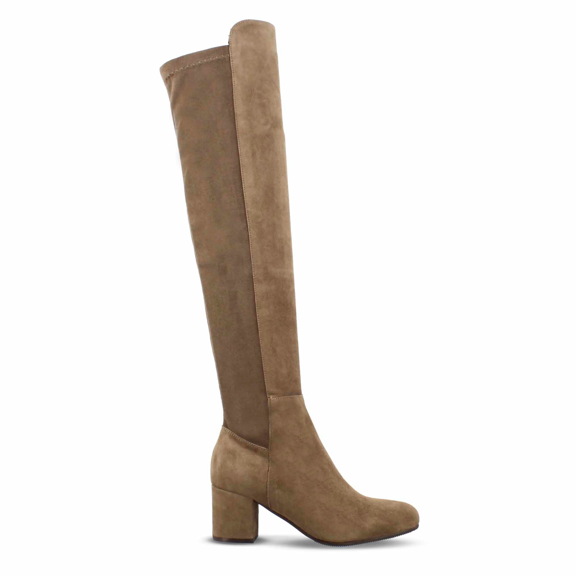 Botte haute pour femme en daim marron clair avec tige souple