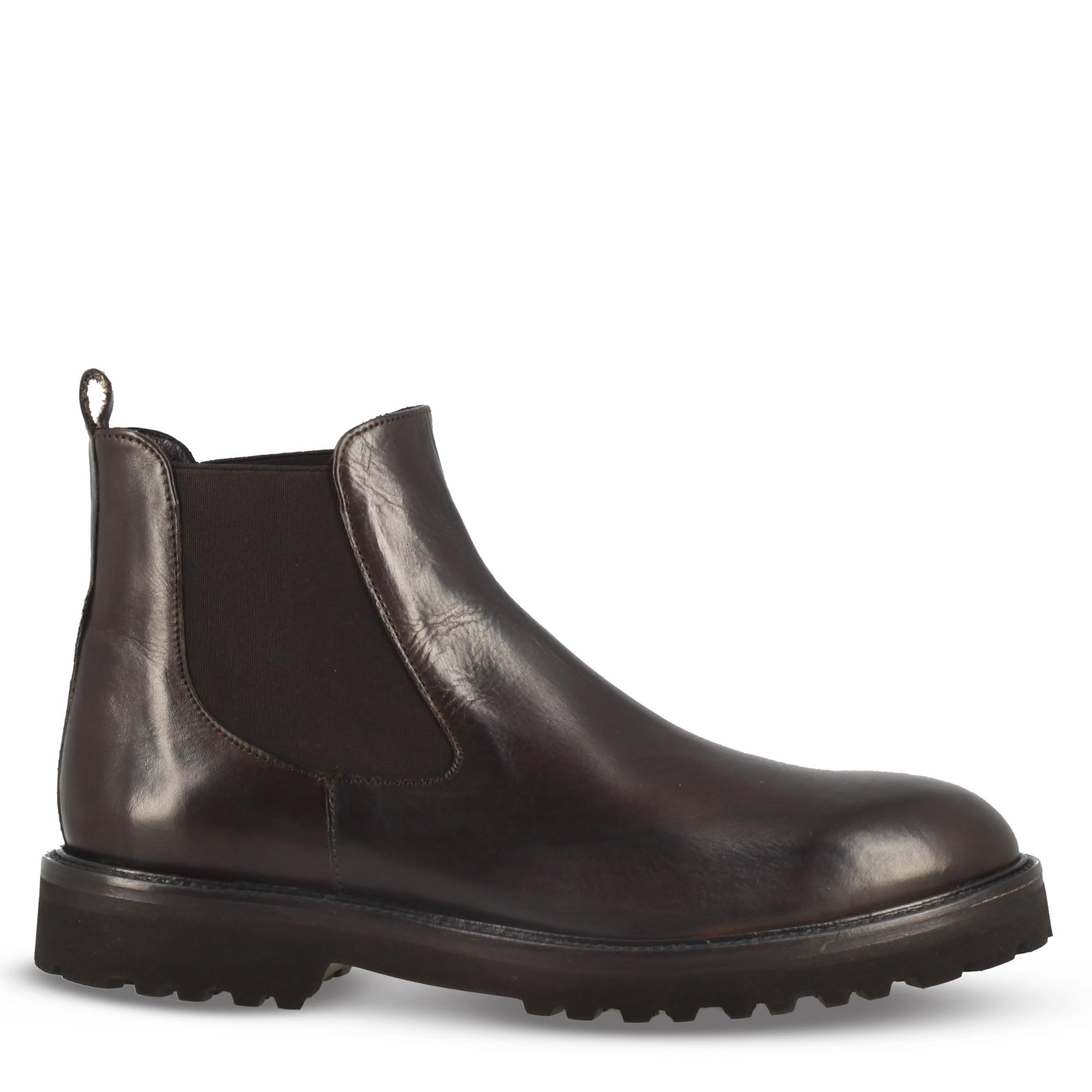 Men's Chelsea Boots Dark Brown Leather with Lug Sole