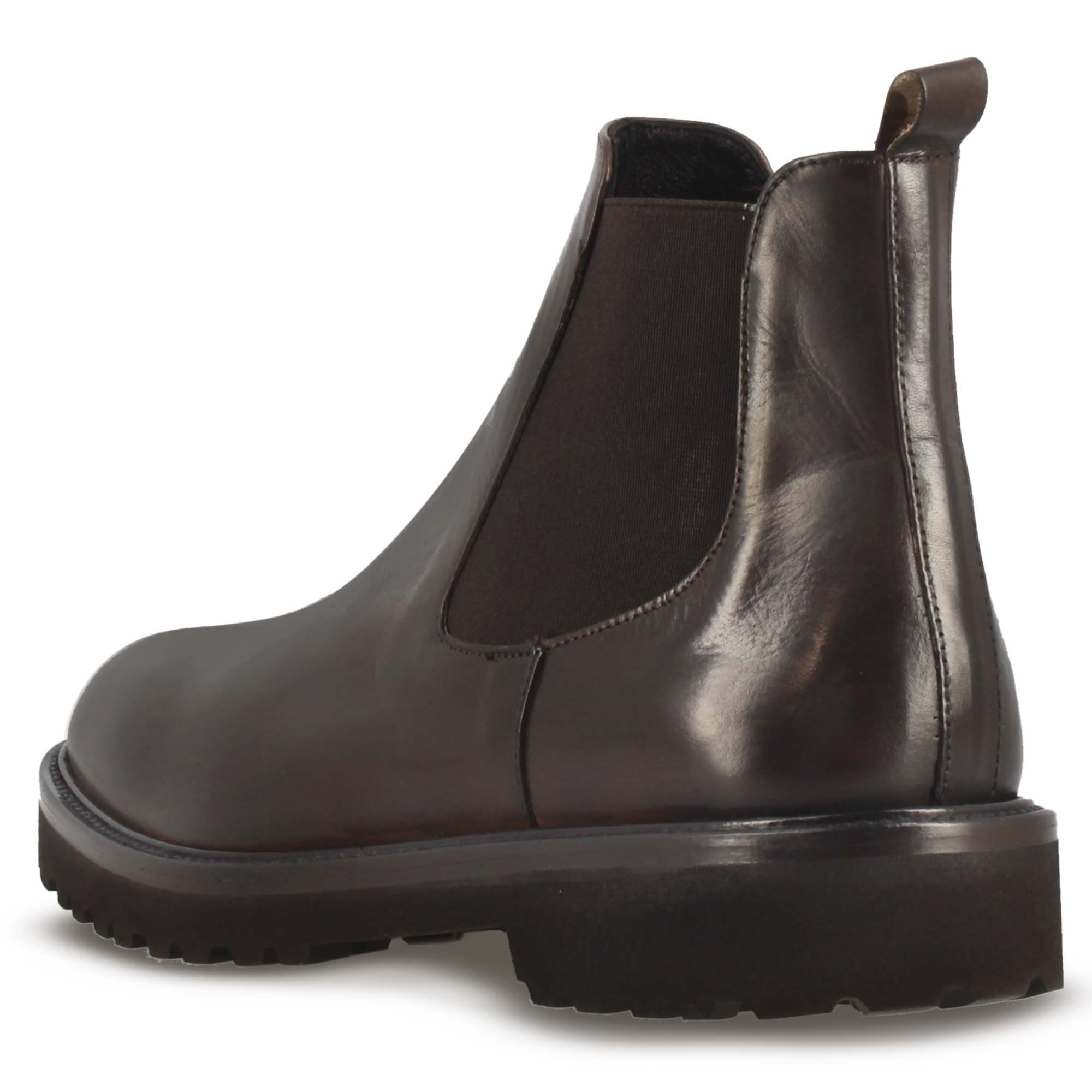 Men's Chelsea Boots Dark Brown Leather with Lug Sole