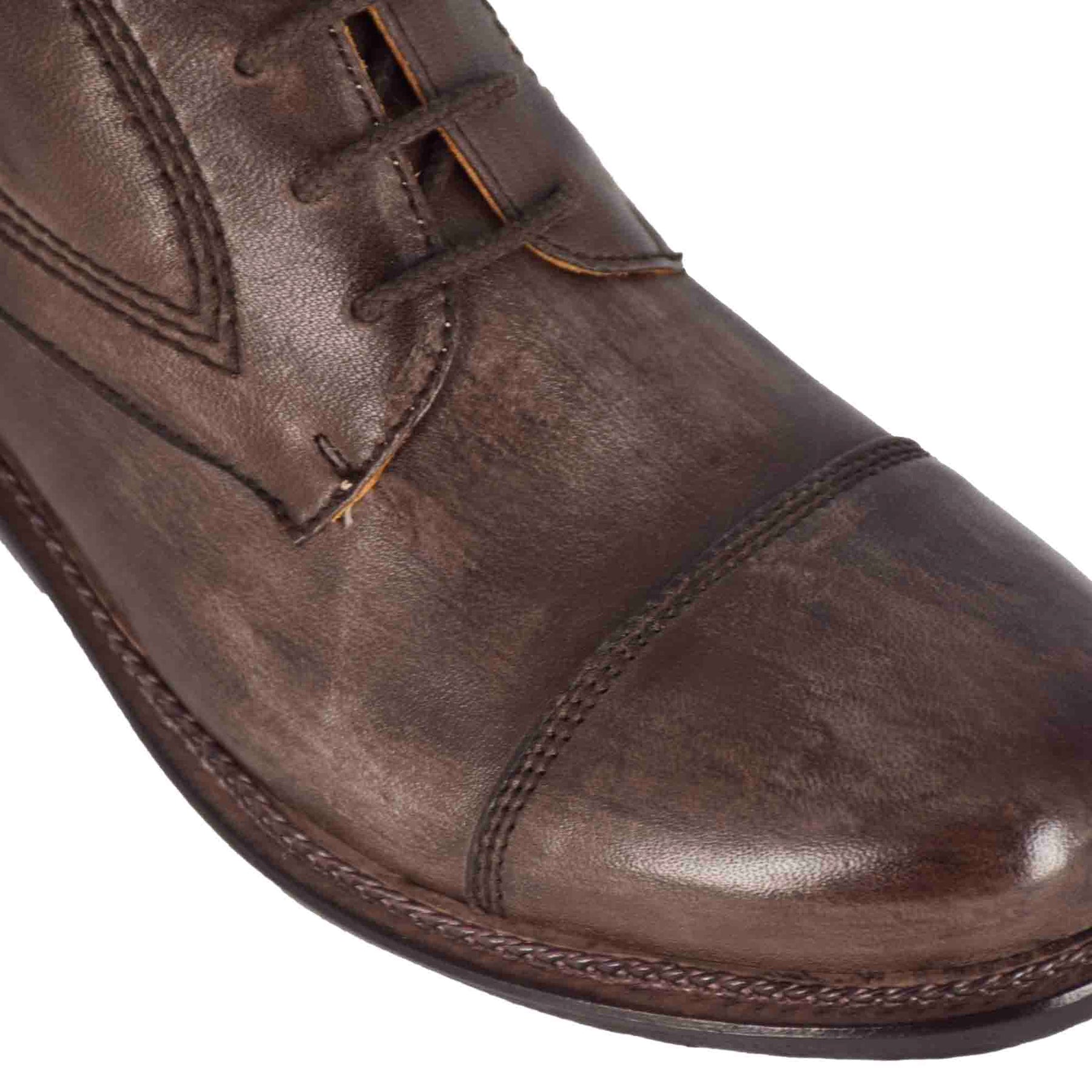 Men's lace-up ankle boots in dark brown leather