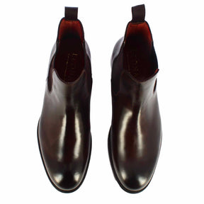 Eleganter handgefertigter chelsea-stiefel aus braunem leder für männer