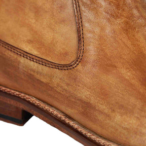 Handmade classic light brown leather men's ankle boots