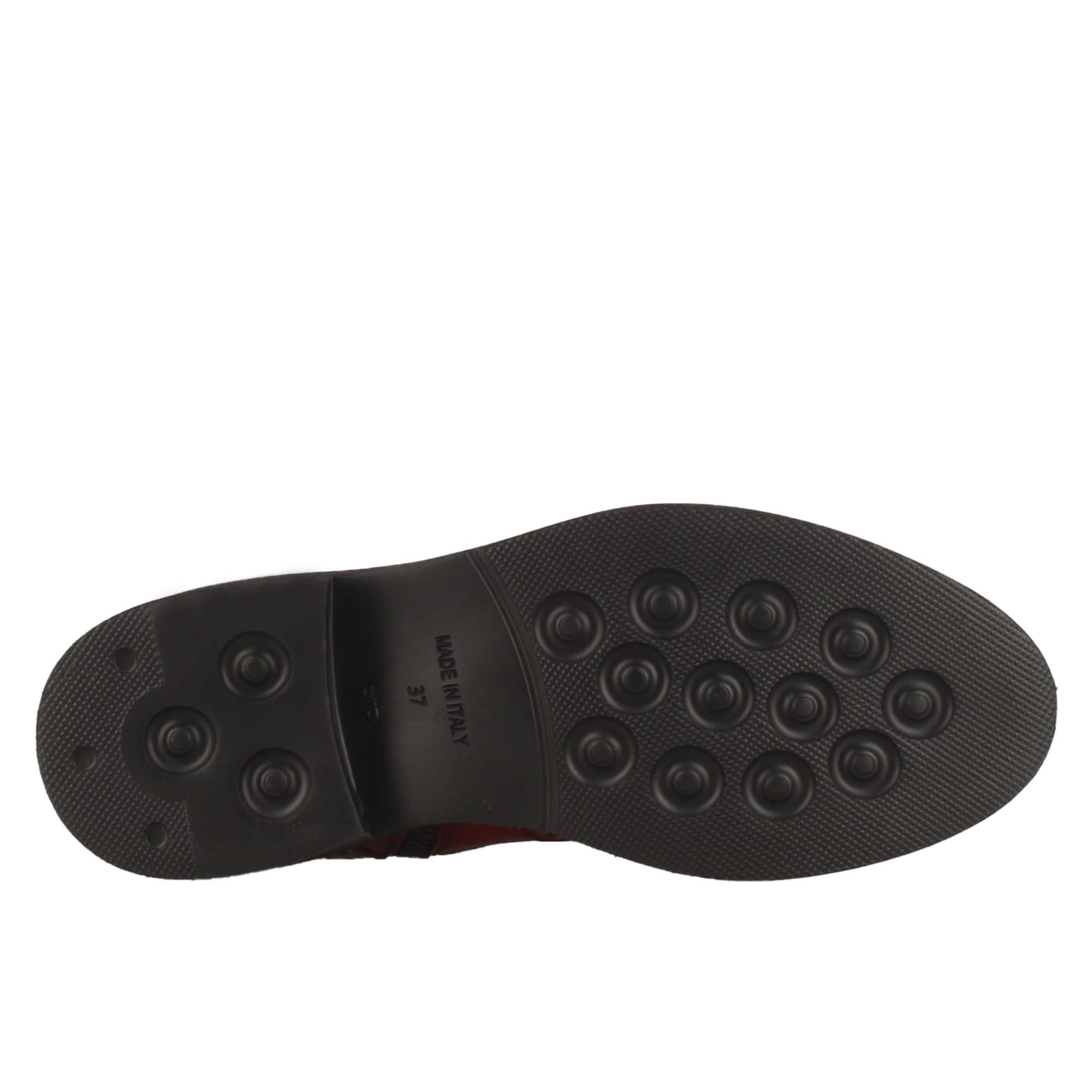 Bottine amphibie pour femme en cuir rouge avec détails richelieu