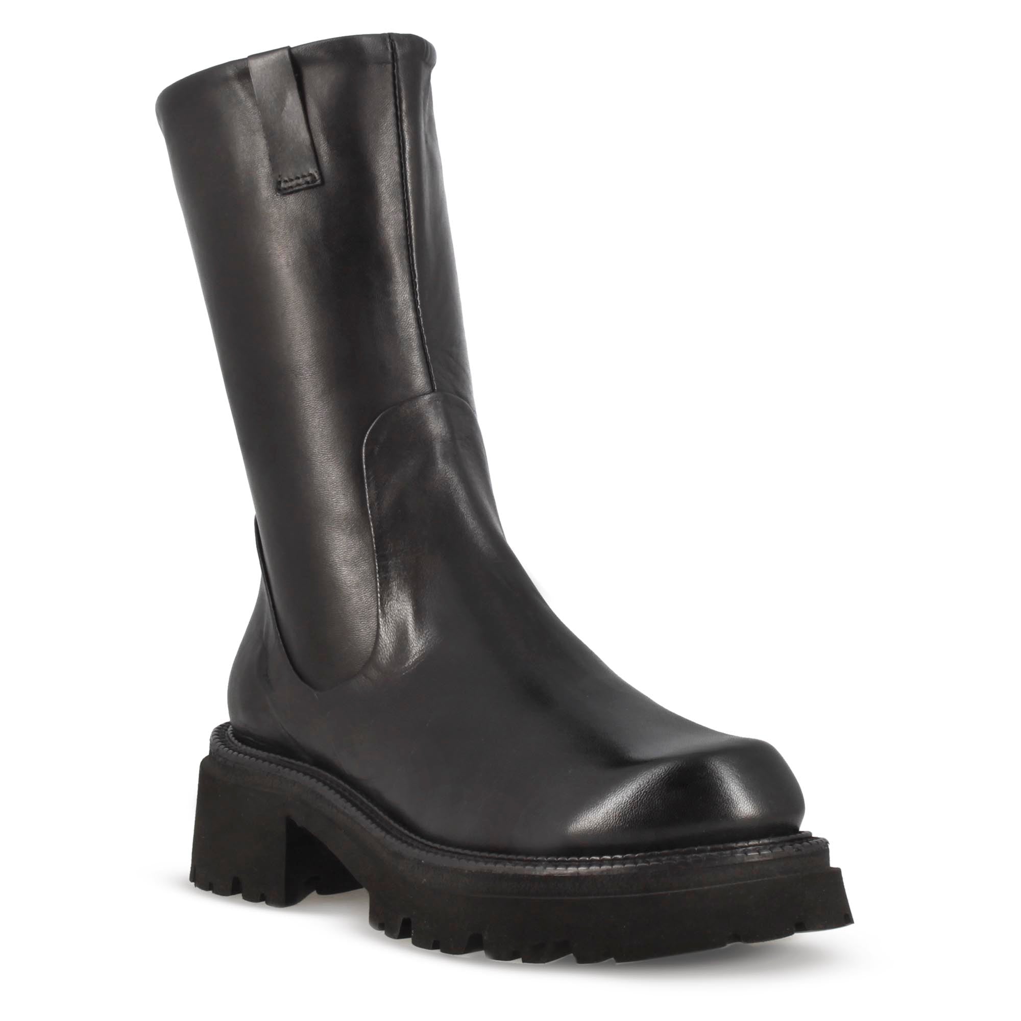 Schwarze Damenstiefelette aus echtem Leder