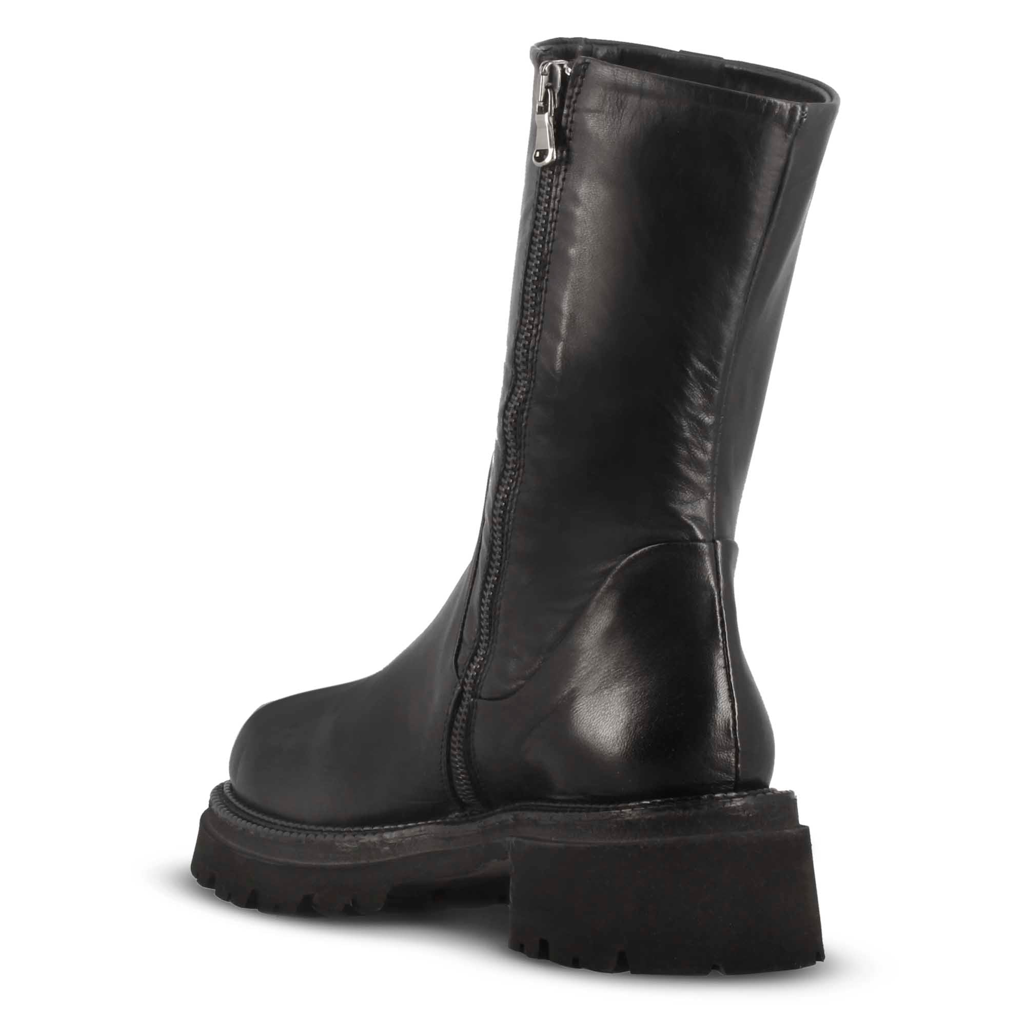 Bottine pour femme en cuir véritable noir