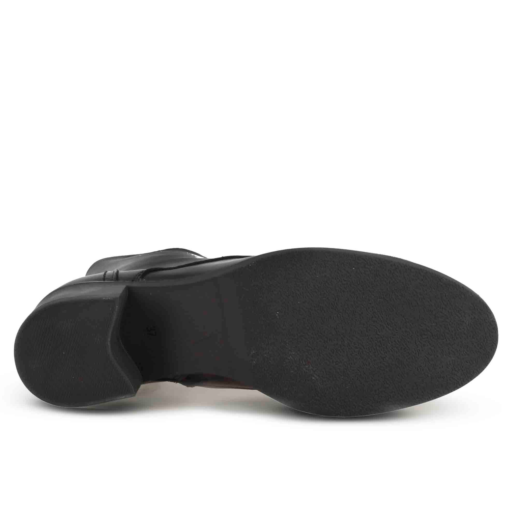 Stivaletto anfibio altezza sopra la caviglia da donna in vera pelle colore marrone scuro