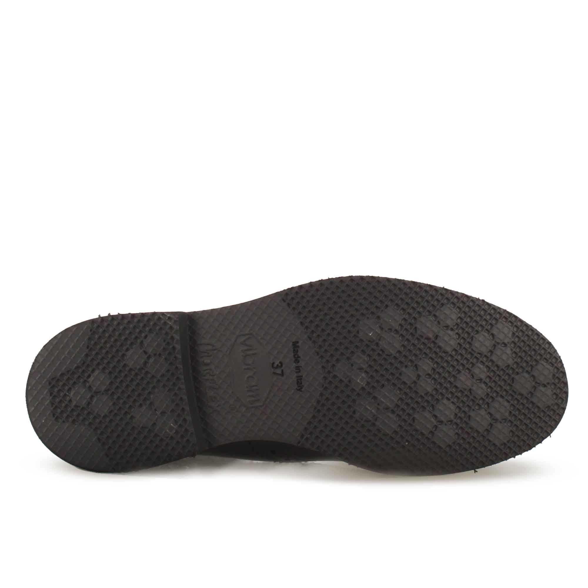Stivaletto Chelsea brogue da donna in vera pelle colore nero
