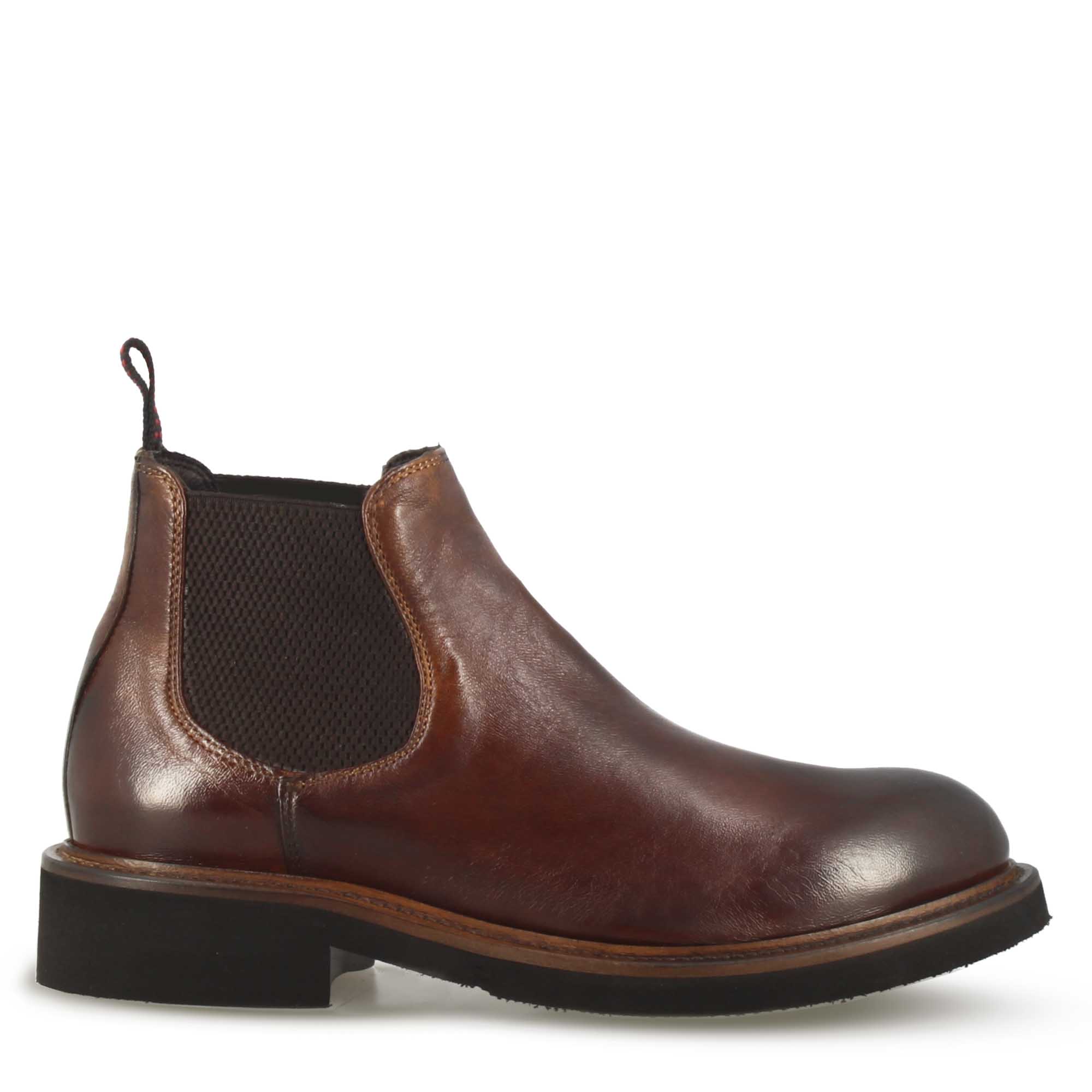 Stivaletto artigianale Chelsea da donna in pelle colore marrone
