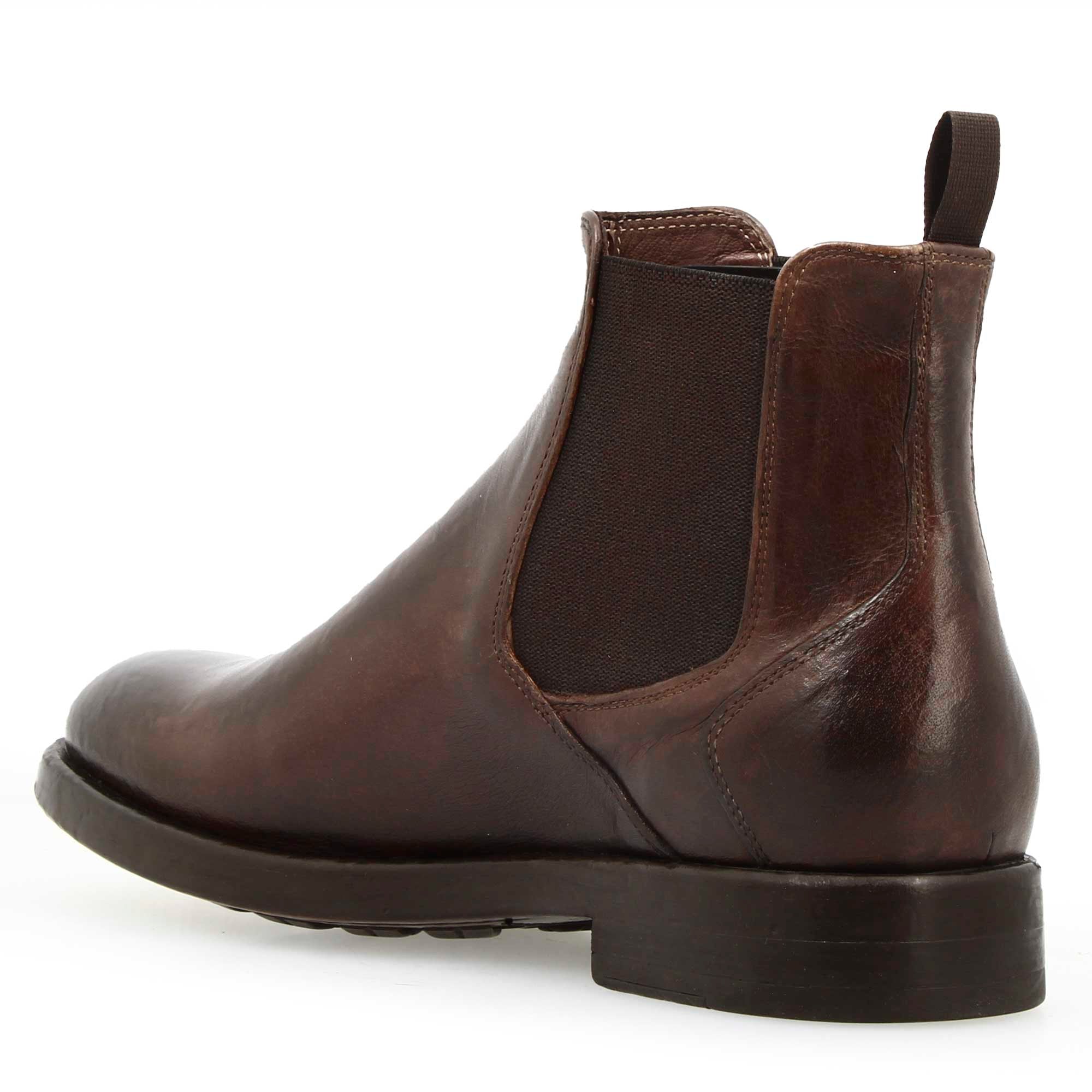 Herren-Chelsea-Stiefel mit Brogue-Details aus schwarzem Leder 