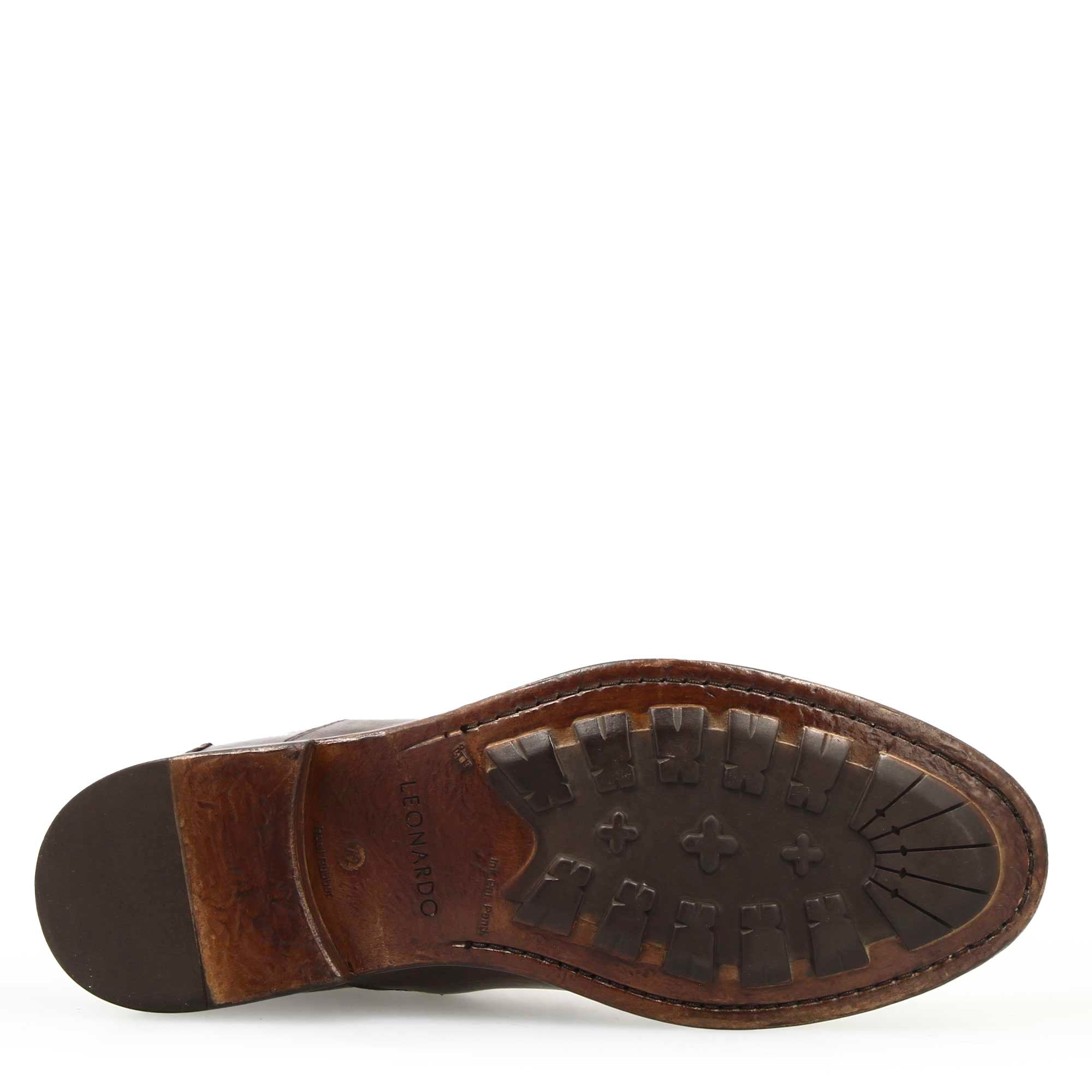 Herren-Chelsea-Stiefel mit Brogue-Details aus schwarzem Leder 