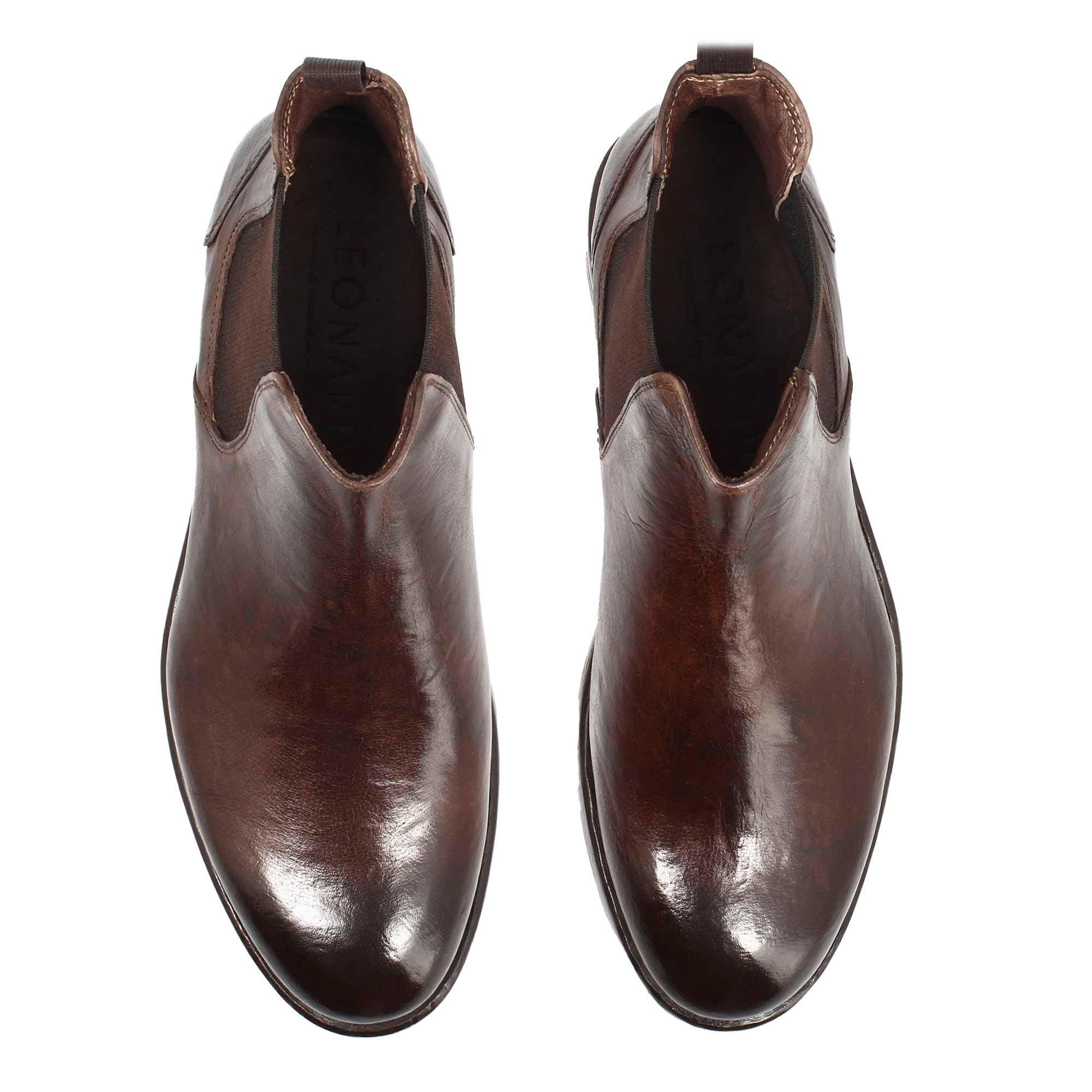 Herren-Chelsea-Stiefel mit Brogue-Details aus schwarzem Leder 