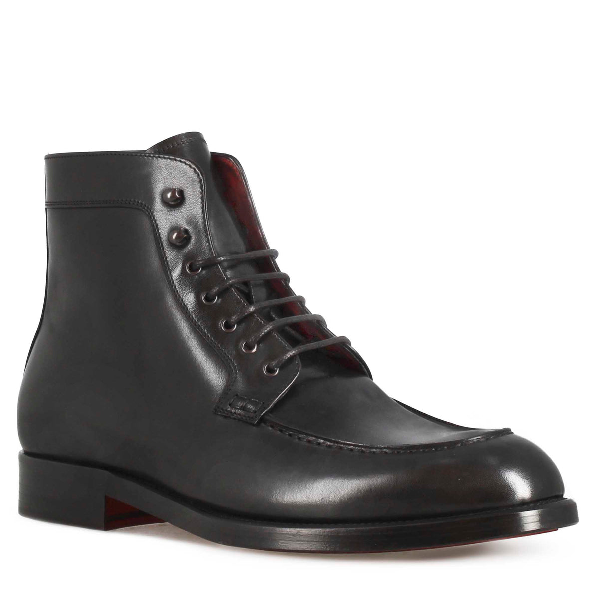 Stivaletto con allacciatura alla caviglia da uomo in pelle liscia colo