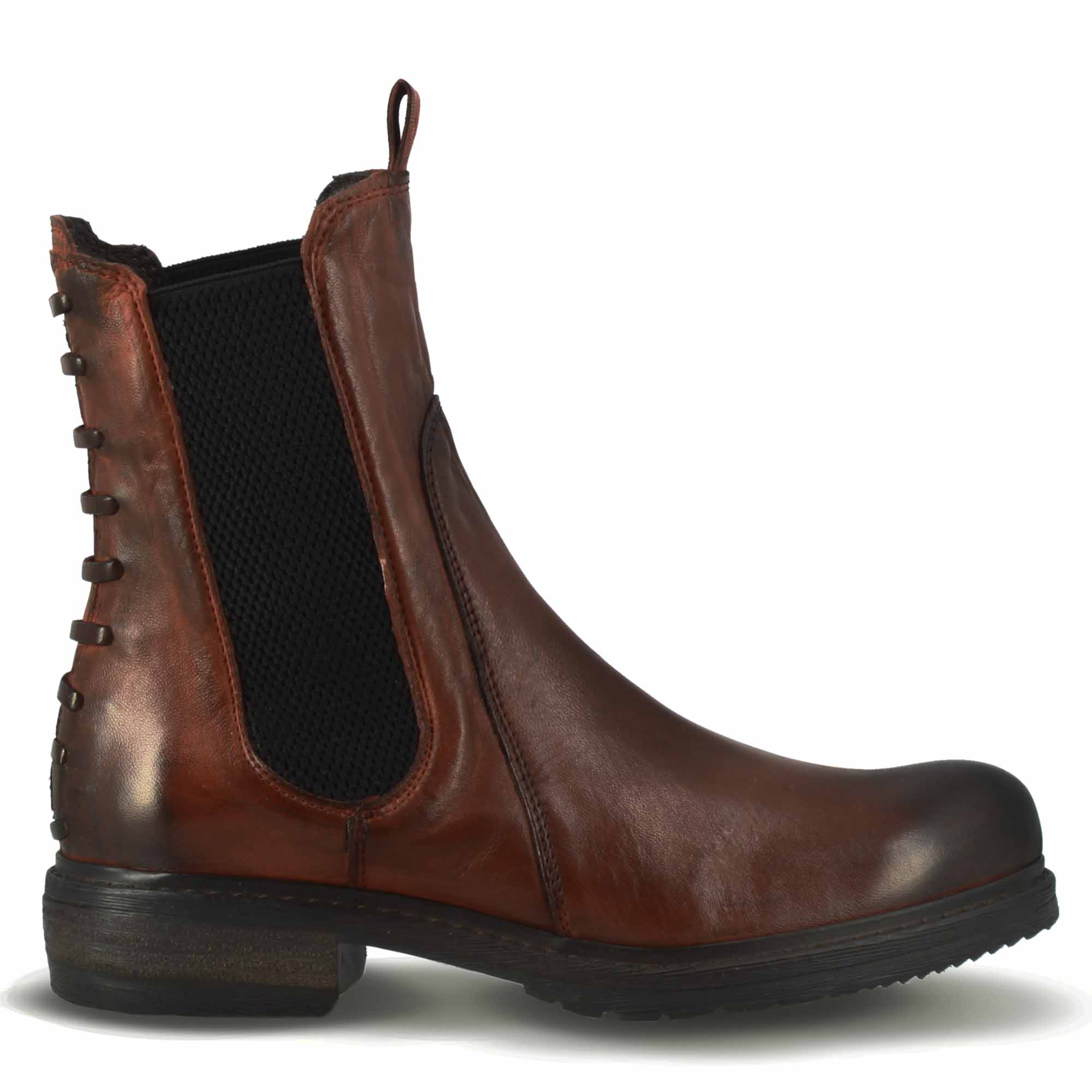 Stivaletto da donna in vera pelle colore marrone effetto vintage