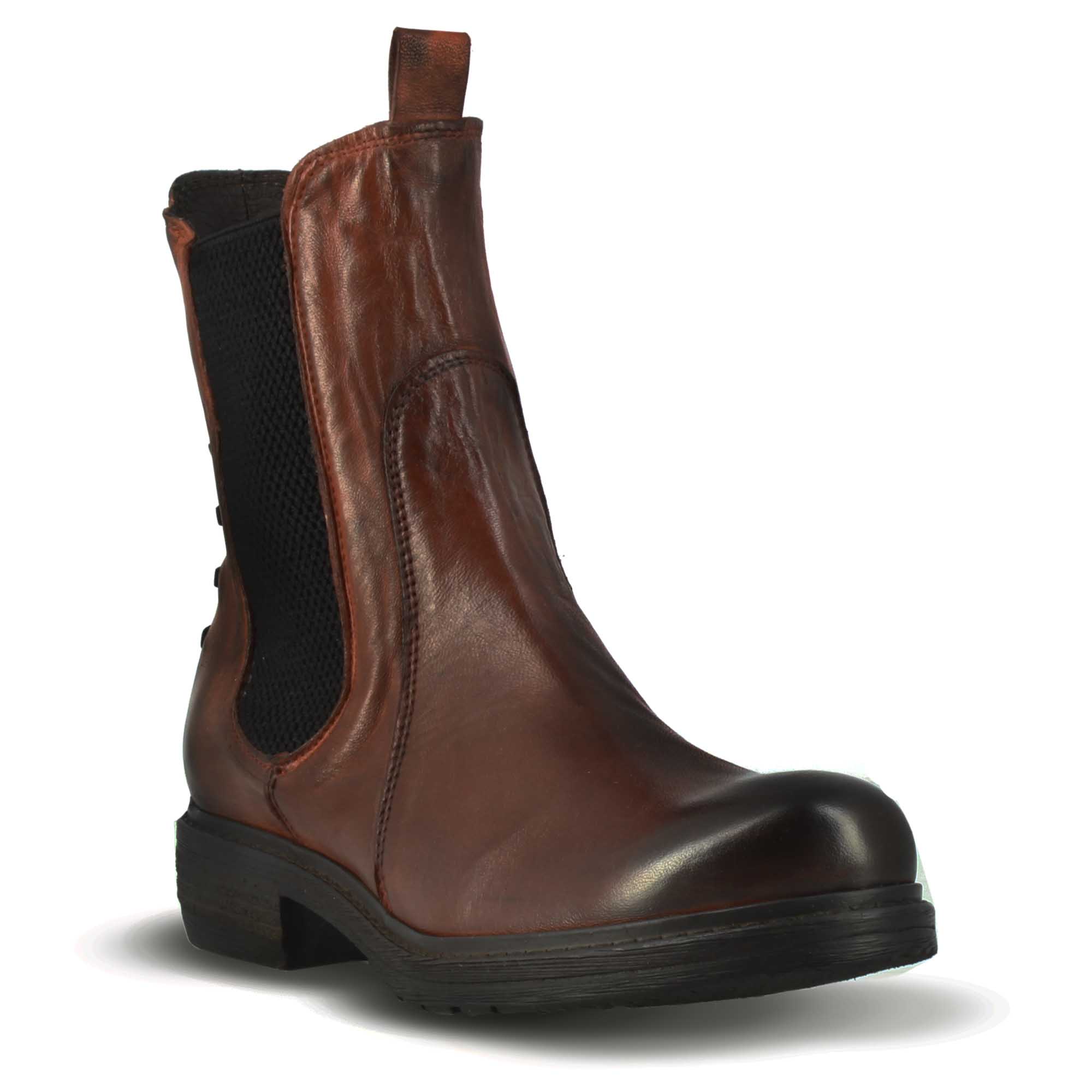 Stivaletto da donna in vera pelle colore marrone effetto vintage