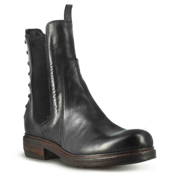 Stivaletto da donna in vera pelle colore nero effetto vintage - LeonardoShoes