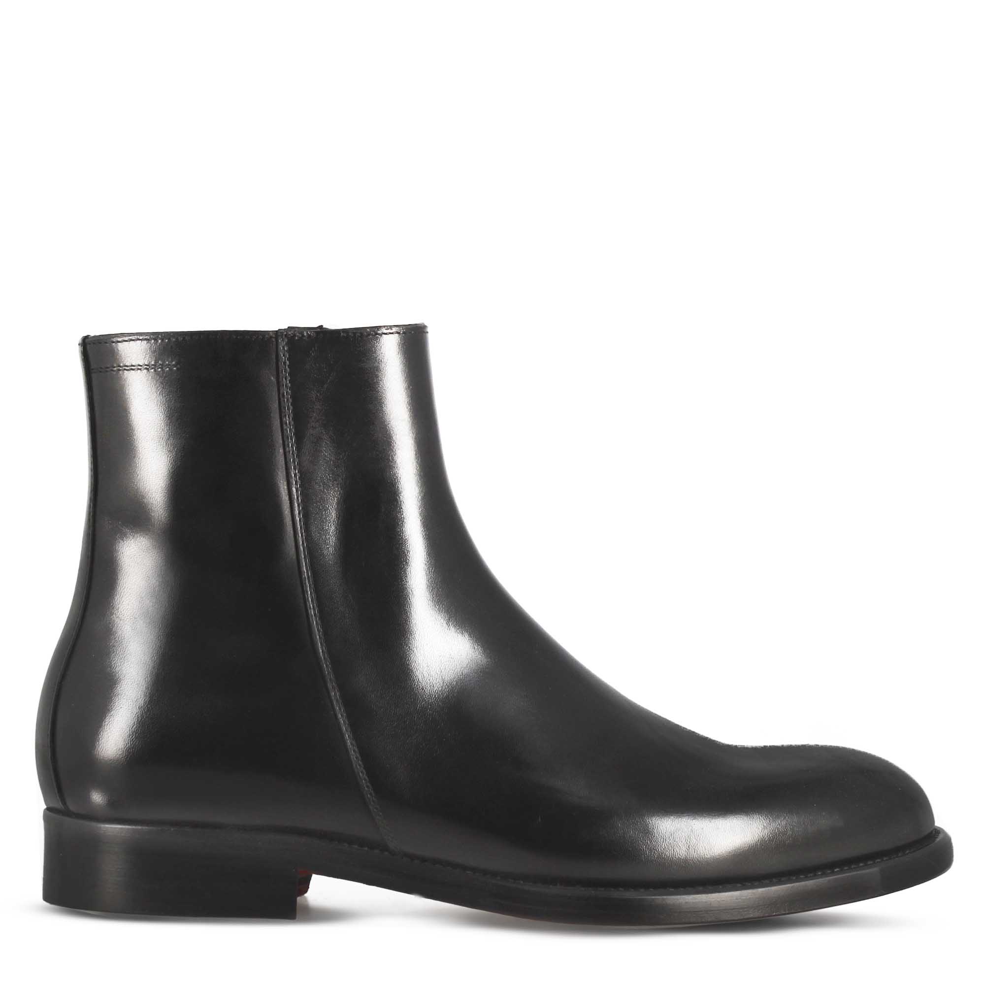 Stivaletto elegante alla caviglia da uomo in pelle liscia colore nero