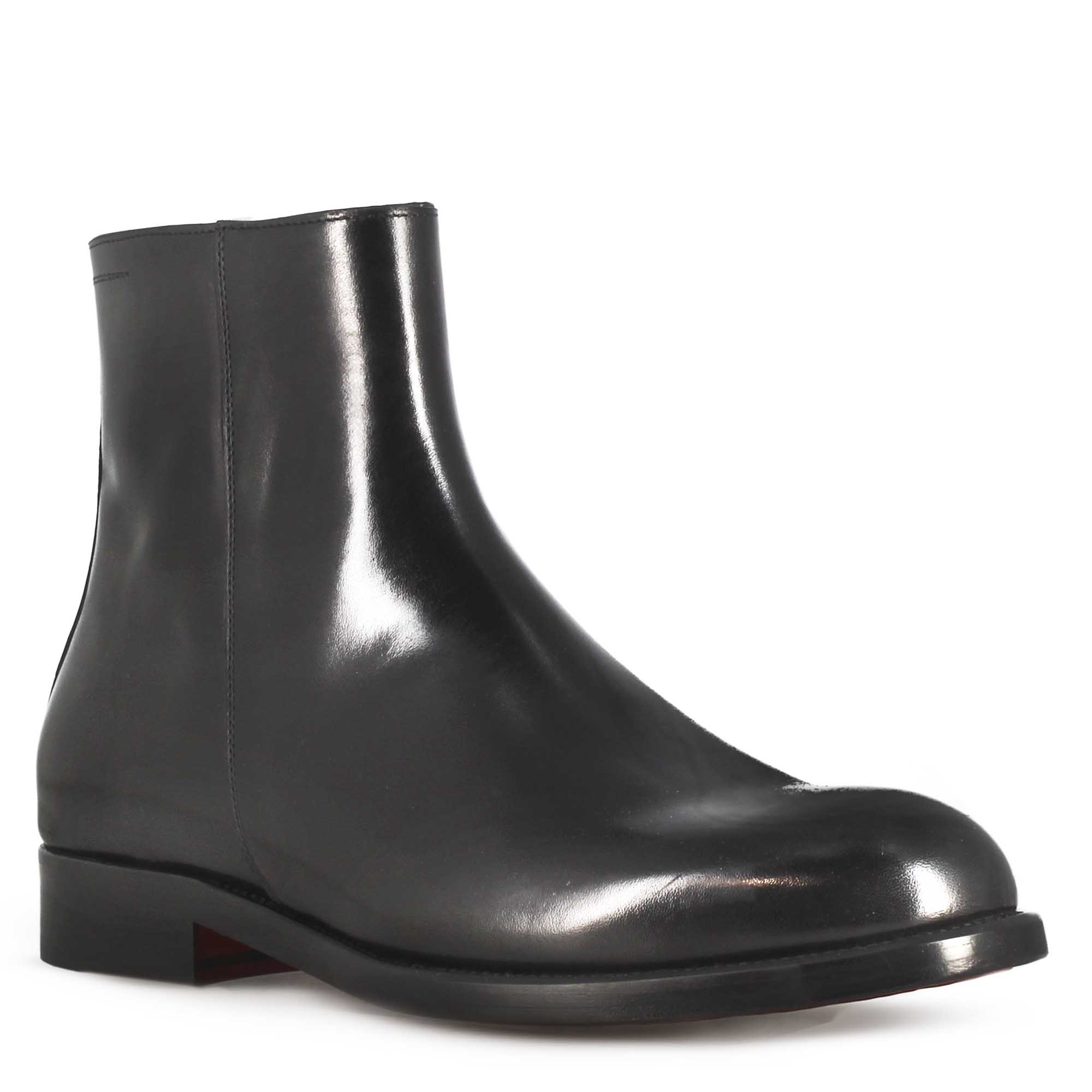 Stivaletto elegante alla caviglia da uomo in pelle liscia colore nero