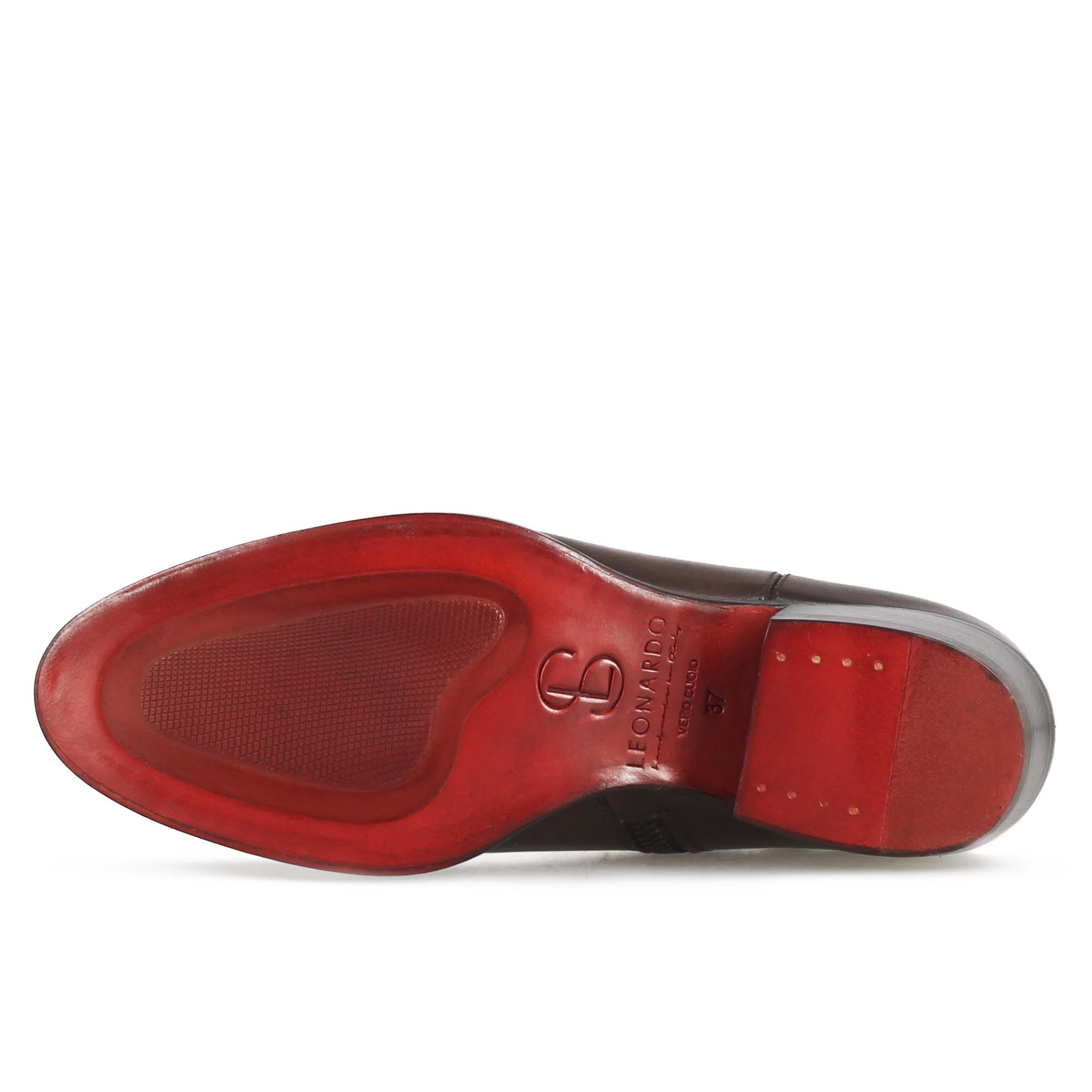 Stivaletto sopra alla caviglia stile texano da donna in pelle colore marrone scuro
