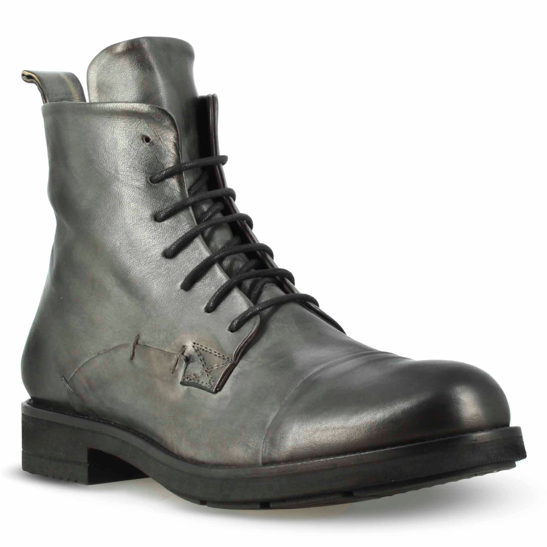 Stivaletto vintage in pelle da uomo colore grigio con allacciatura