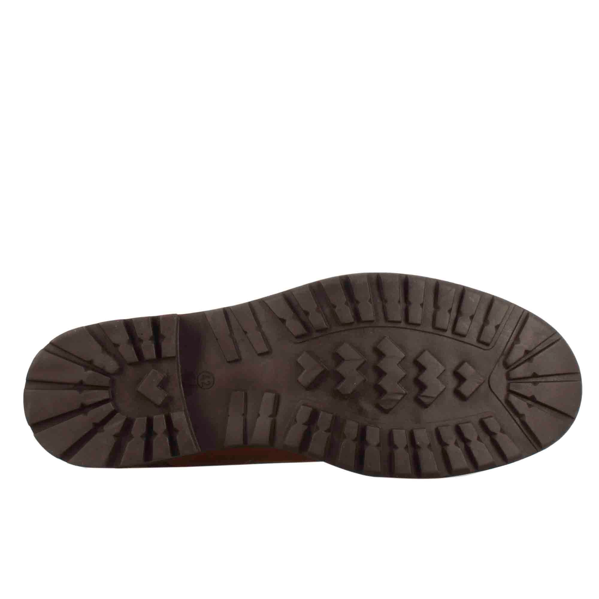 Brown leather amphibian with laces and zip