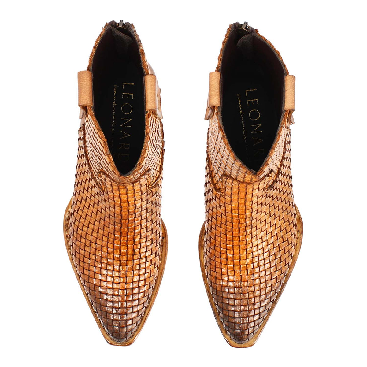 Velvet Int- Stivaletto texano donna in pelle intrecciata marrone - LeonardoShoes
