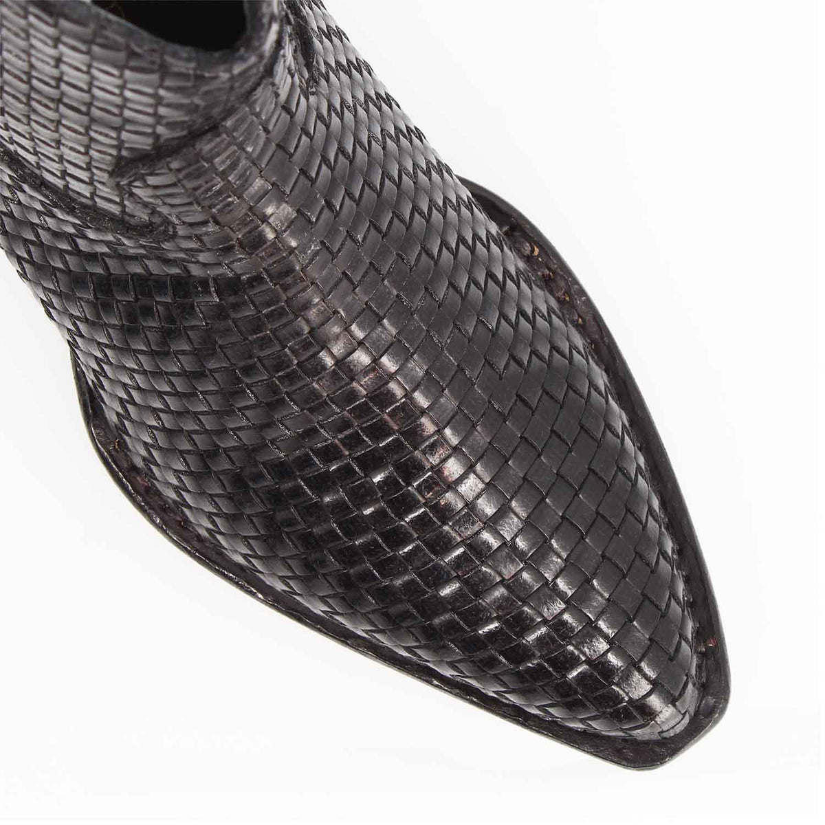Velvet Int - Stivaletto texano donna in pelle intrecciata nera - LeonardoShoes