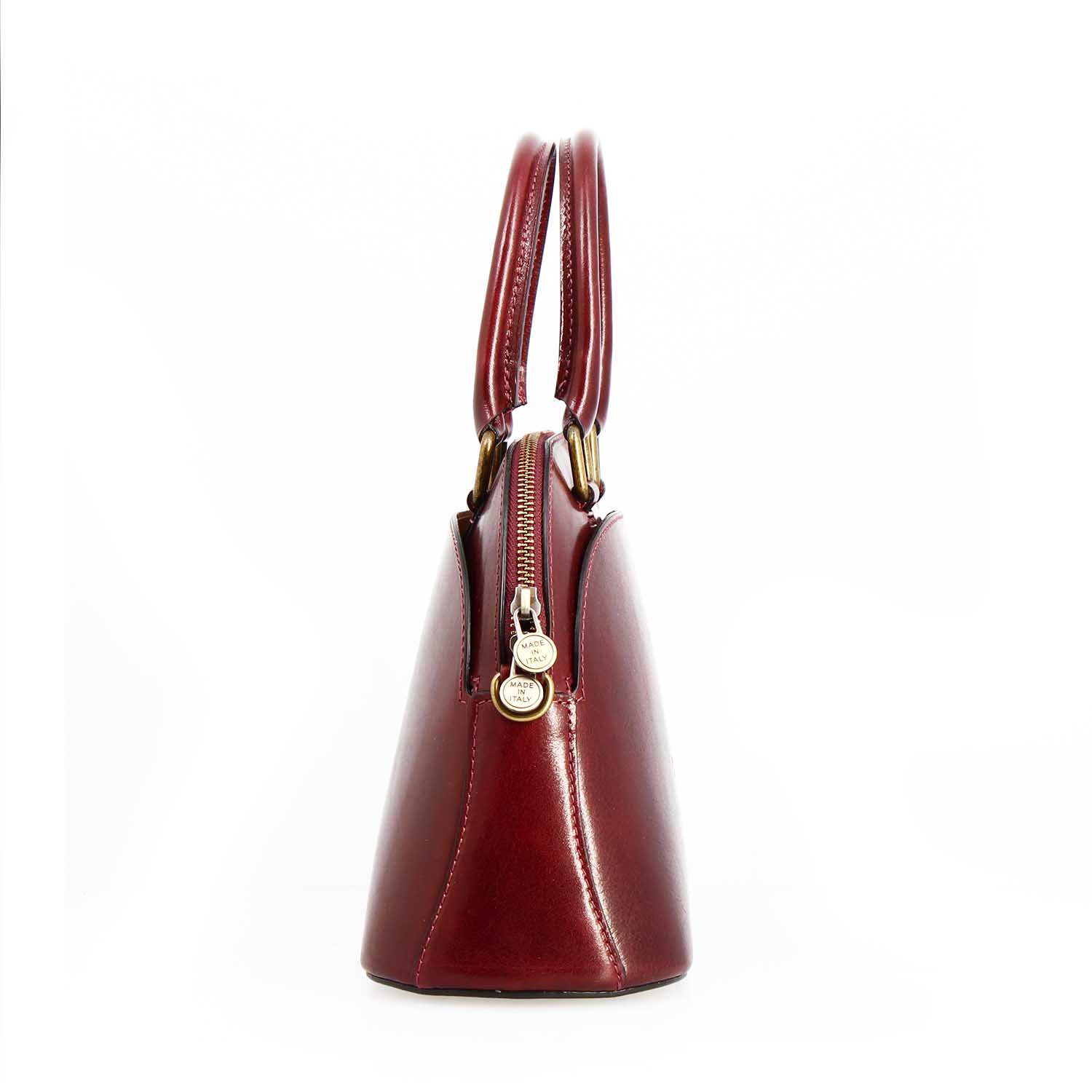 Borsa a mano Zaira da donna in pelle bordeaux semi lucida