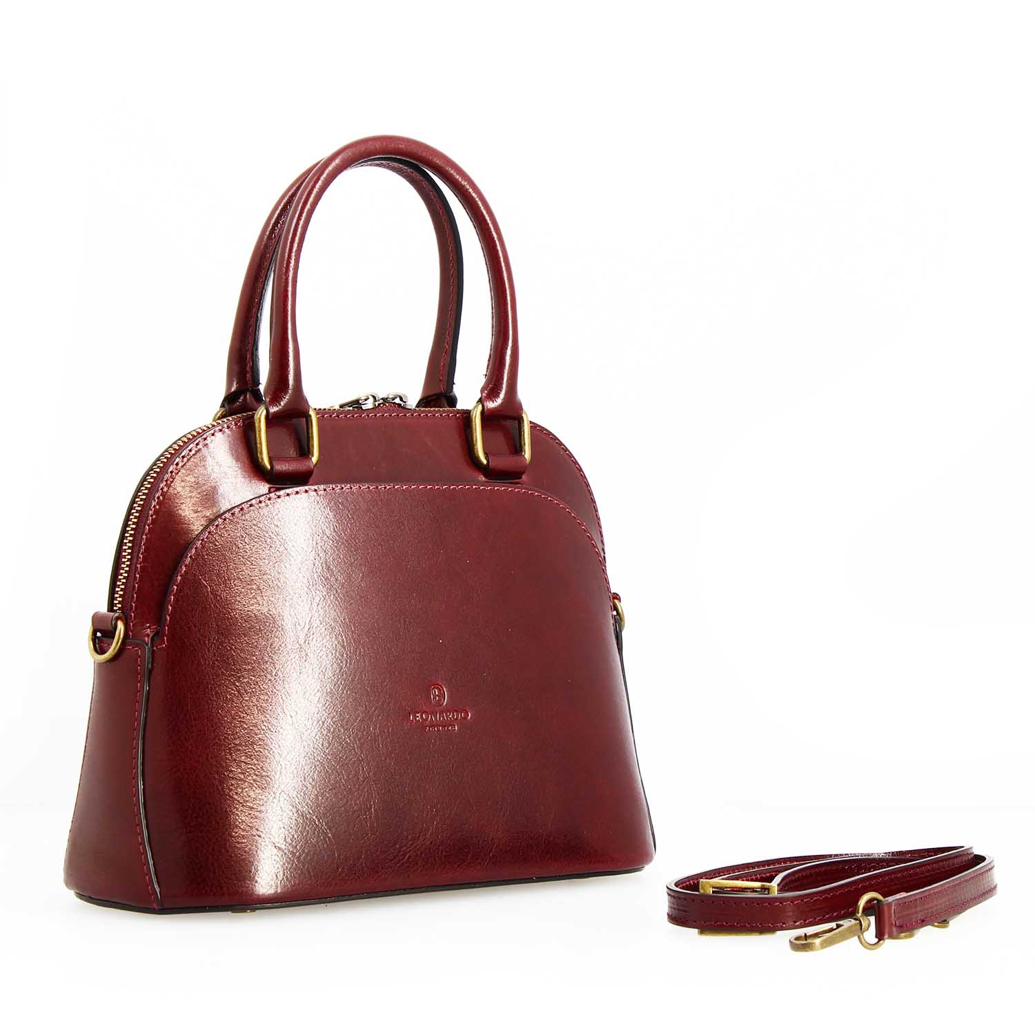 Borsa a mano Zaira da donna in pelle bordeaux semi lucida