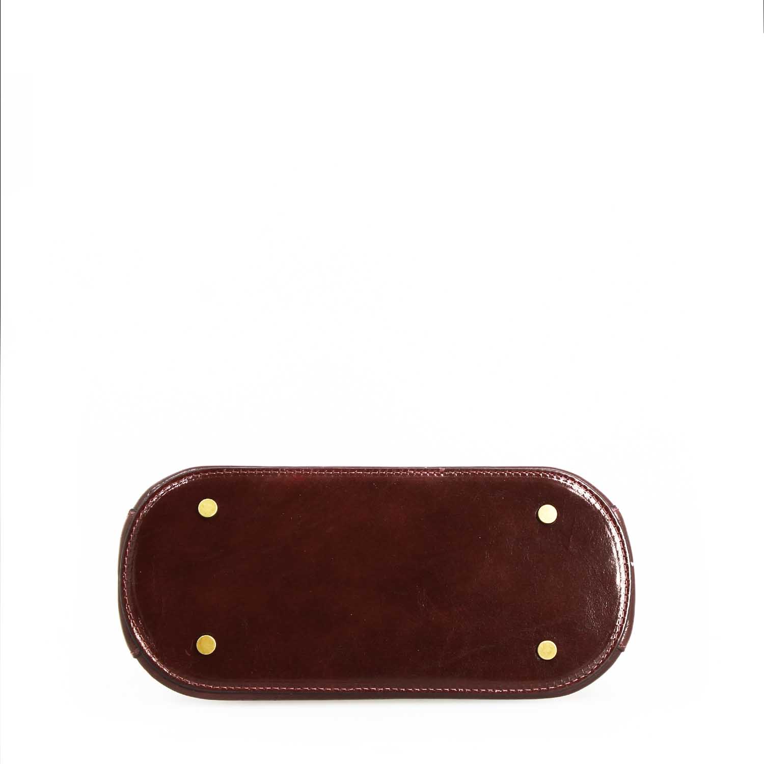 Zaira hand bag in semi glossy dark brown leather for woman