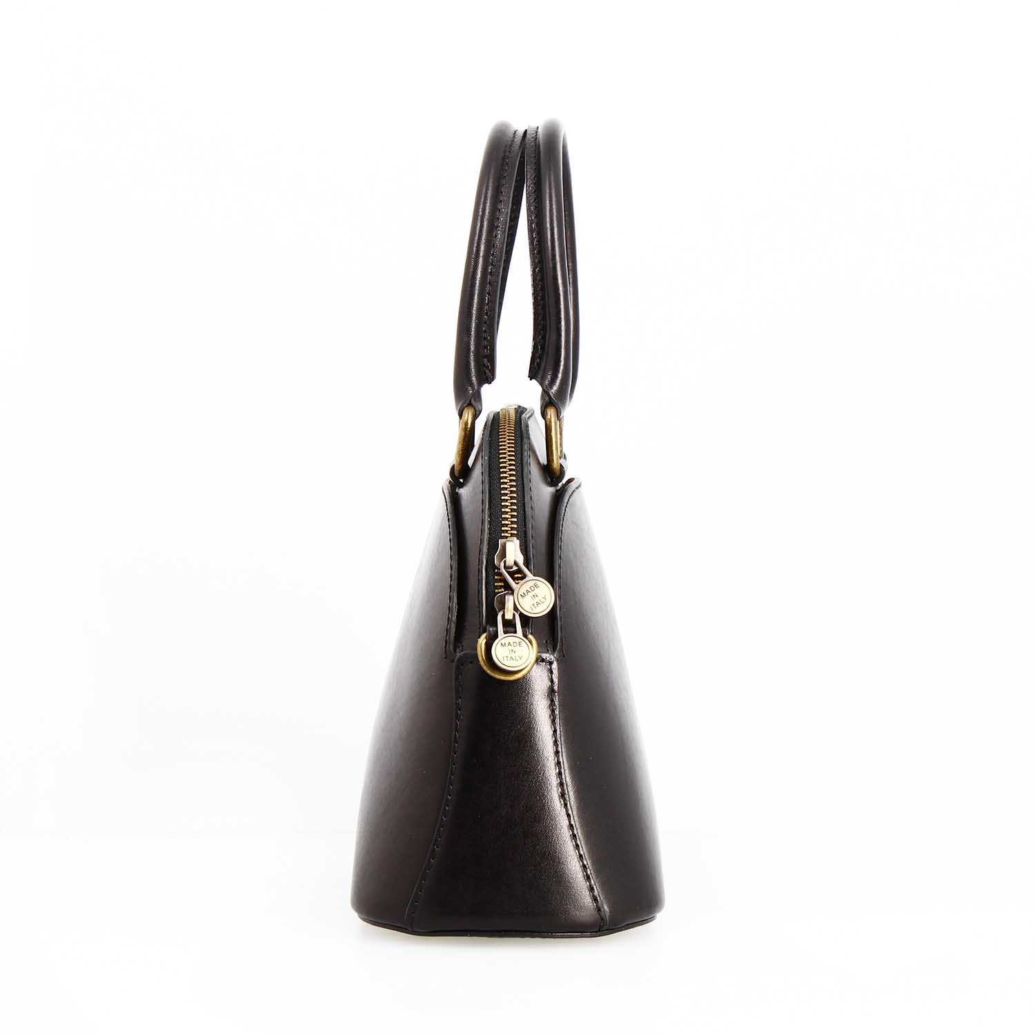 Zaira handbag in semi glossy black leather for woman