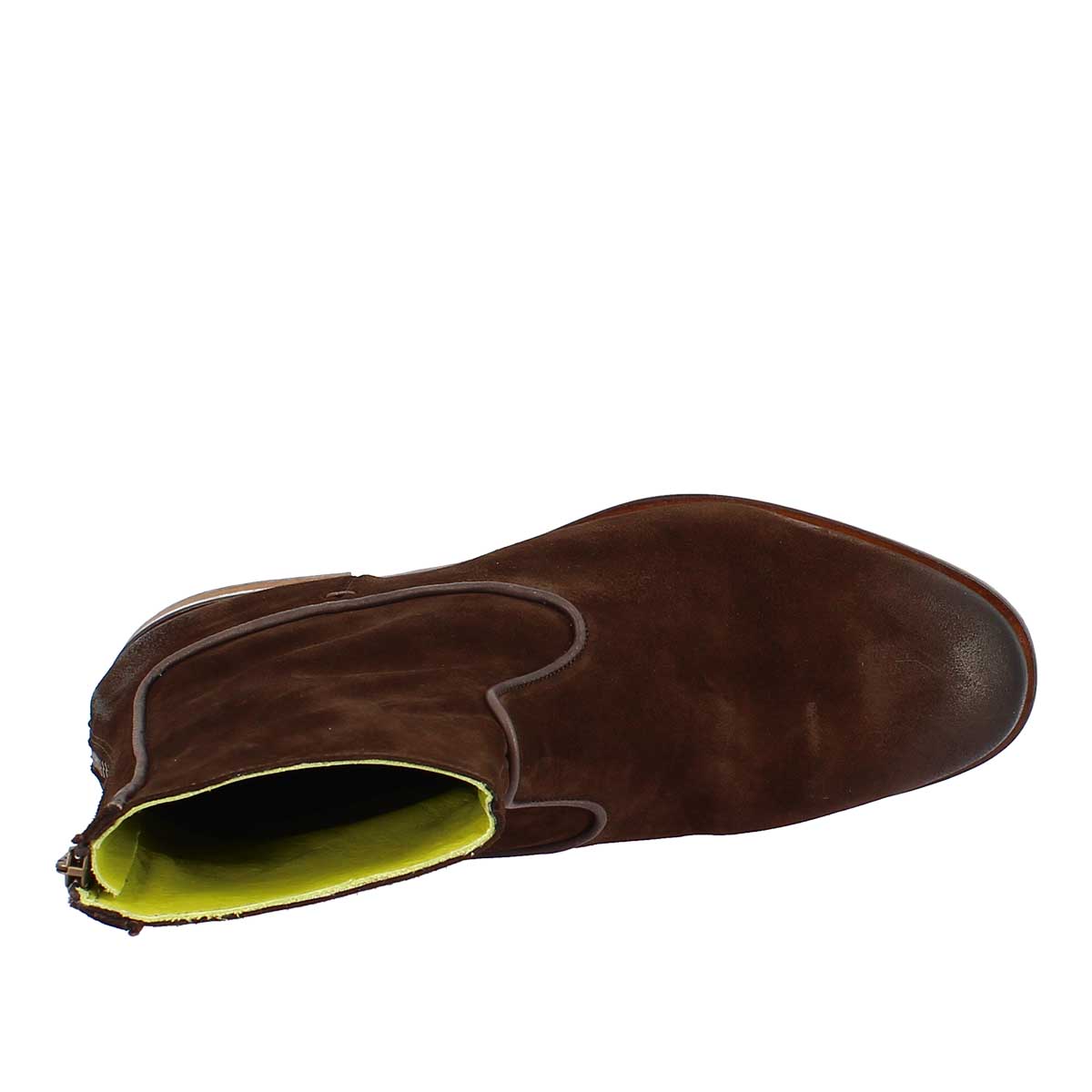 Men's ankle boot in dark brown suede with back zip