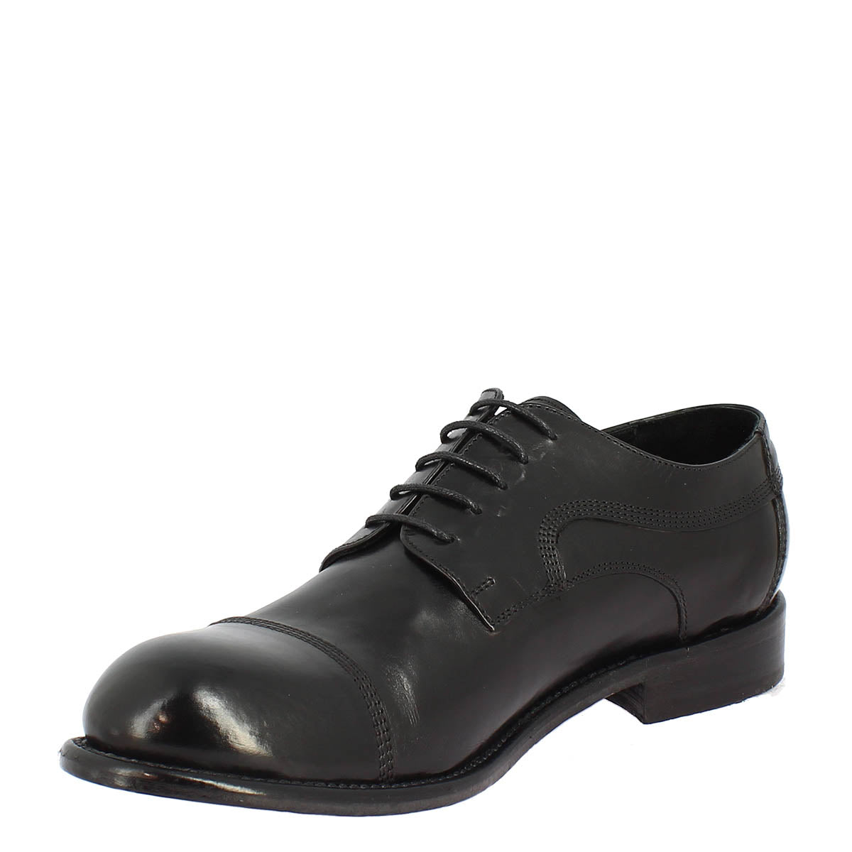 Men's handmade formal lace-up shoes in black calf <tc>LEATHER</tc>